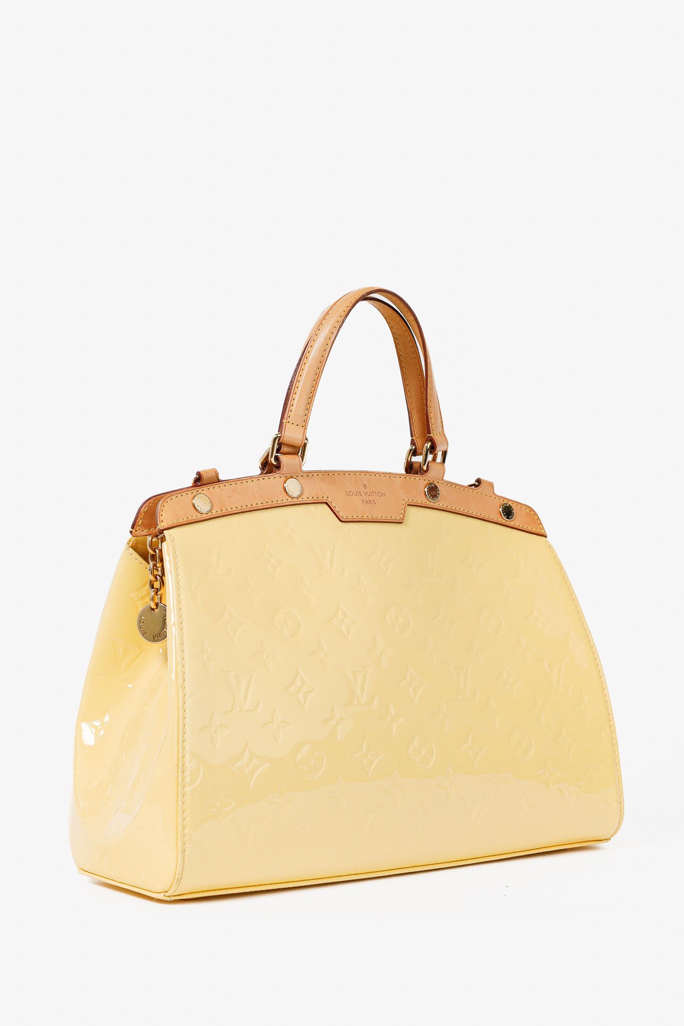 Louis Vuitton Brea MM Yellow Monogram Vernis Leather Tote