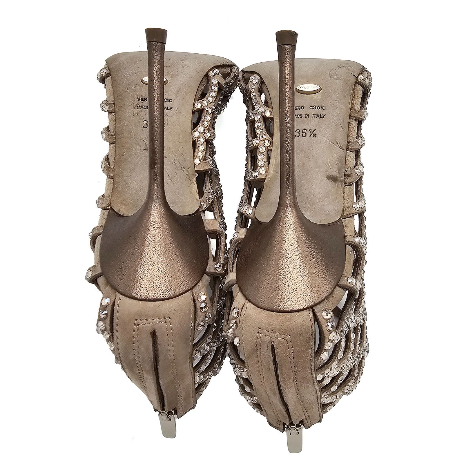 Sergio Rossi Sergio Rossi Taupe Suede Crystal High Heels 36.5 US 6.5 Size US 6.5 / IT 36.5 - 8 Thumbnail