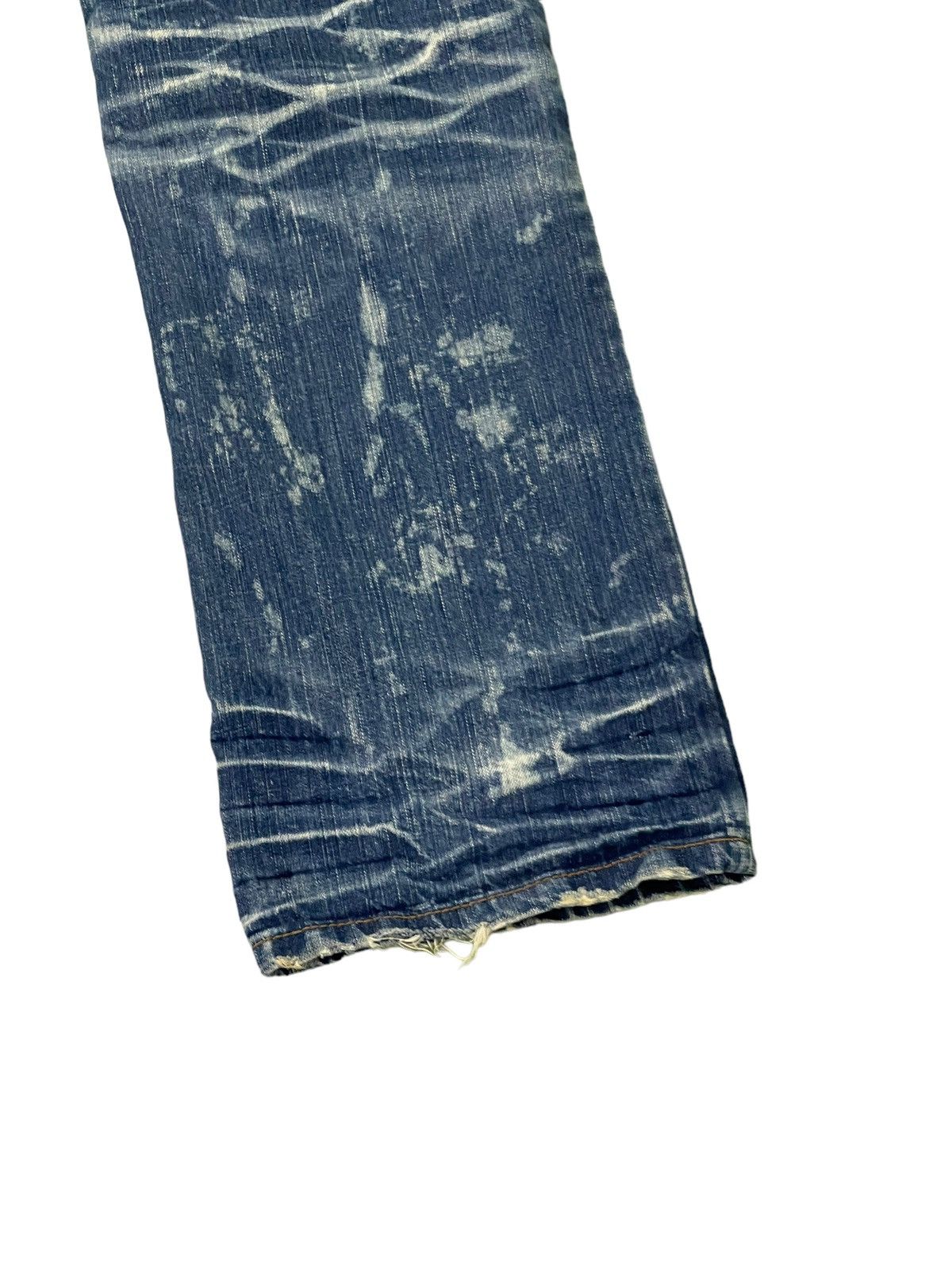 Japanese Brand Distress Thrash Acid Wash Oniarai Denim Regular Fit 7🟦4 Size US 35 - 16 Thumbnail
