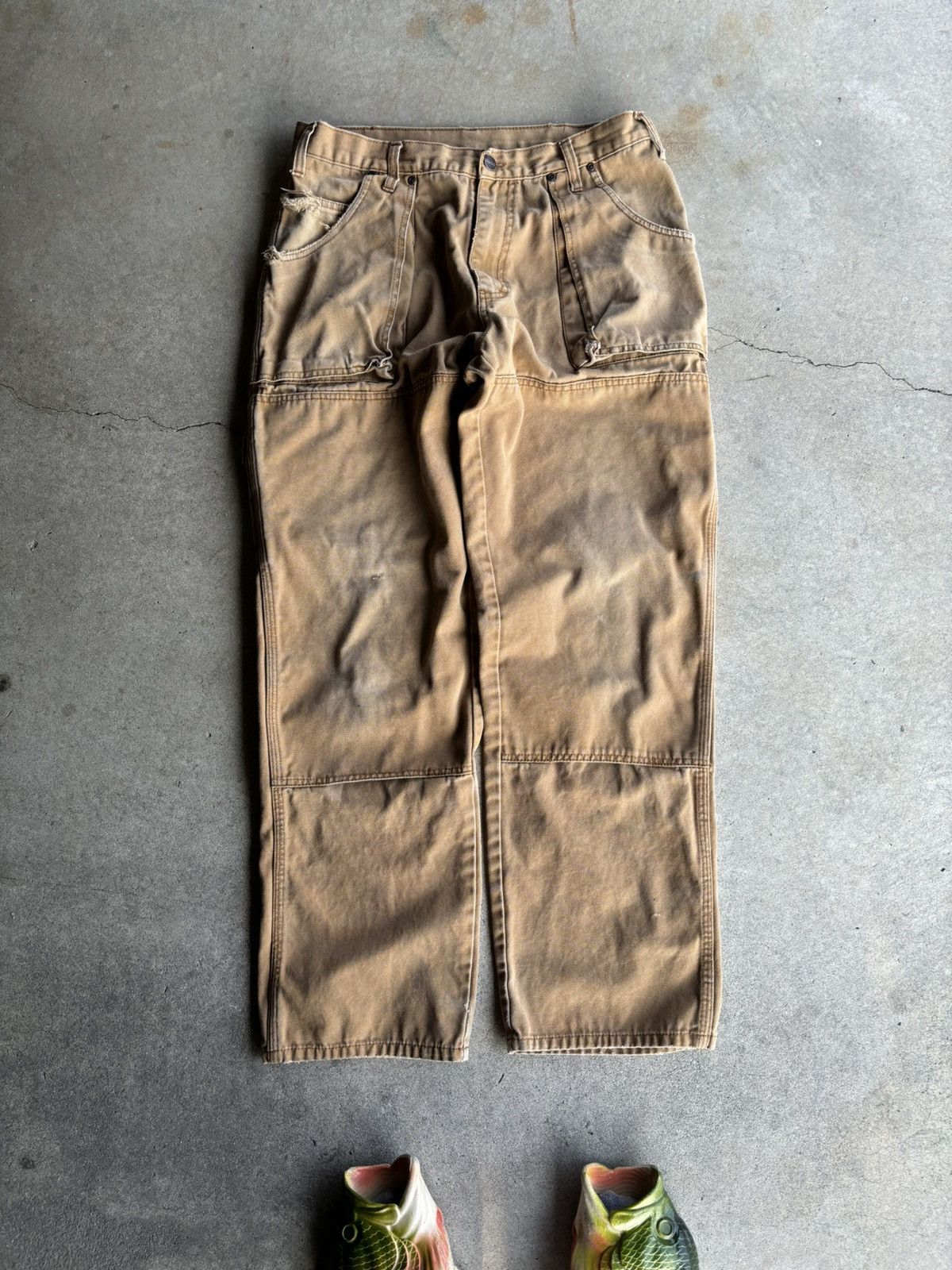 Dickies × Vintage Crazy Dickies Vintage Black Tab Beige Double Knee Work Pants Size US 32 / EU 48 - 2 Thumbnail