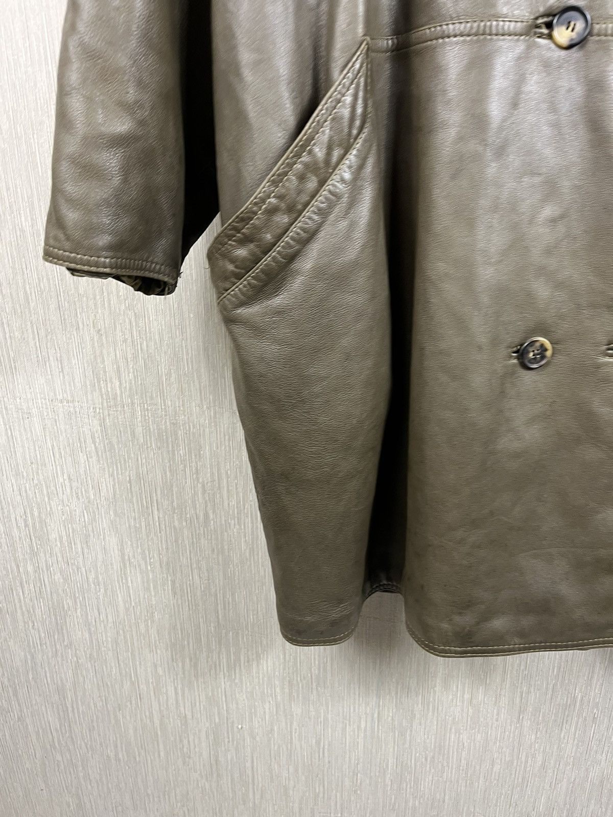 Versace × Vintage Vintage Gianni Versace leather double-breasted coat jacket Size US XL / EU 56 / 4 - 9 Thumbnail