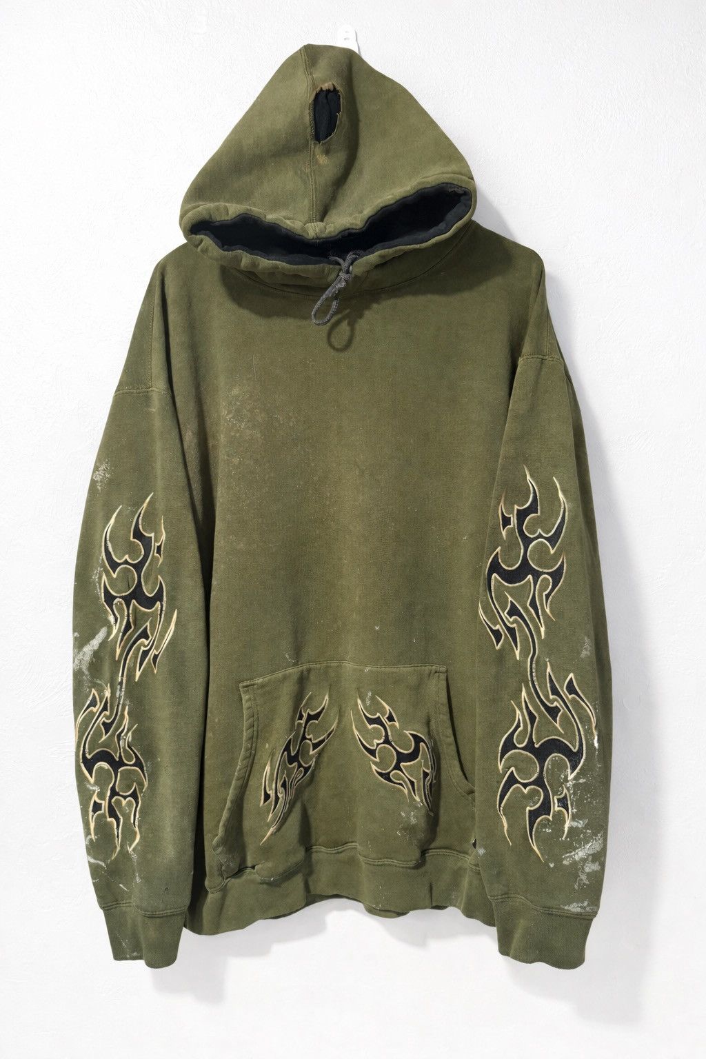 Vintage Vintage Faded Thrashed Paint Green Tribal Hoodie Size US XL / EU 56 / 4 - 2 Thumbnail