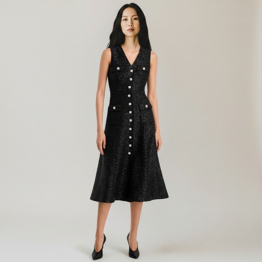 Self-Portrait Self Portrait Tinsel Boucle Button Front Midi Dress Size 2 Size XS / US 0-2 / IT 36-38 - 20 Thumbnail