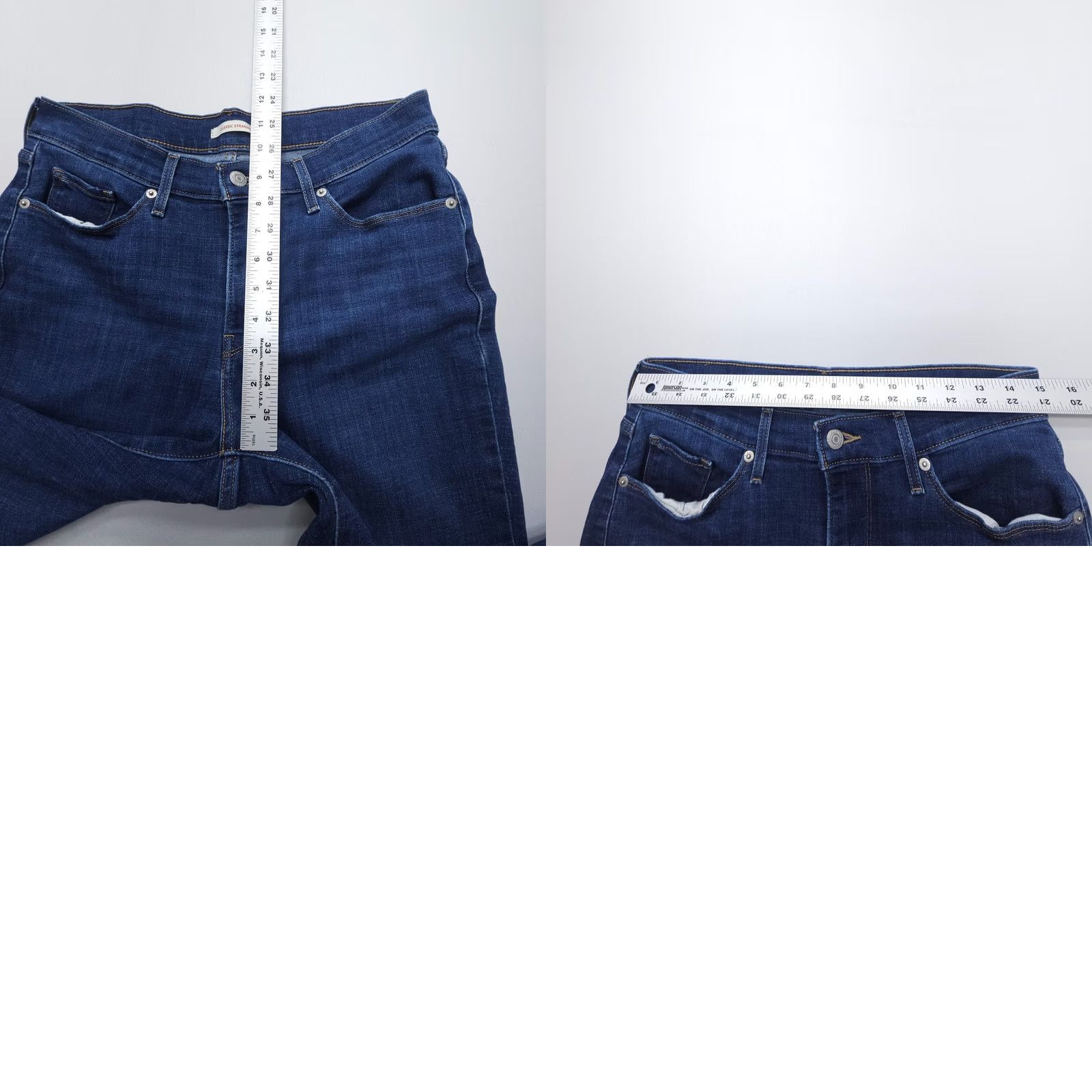 Levi's Levi's Classic Straight Jeans Womens 29 x 27 Dark Wash Blue Mid Rise Stretch Size 29" - 8 Thumbnail