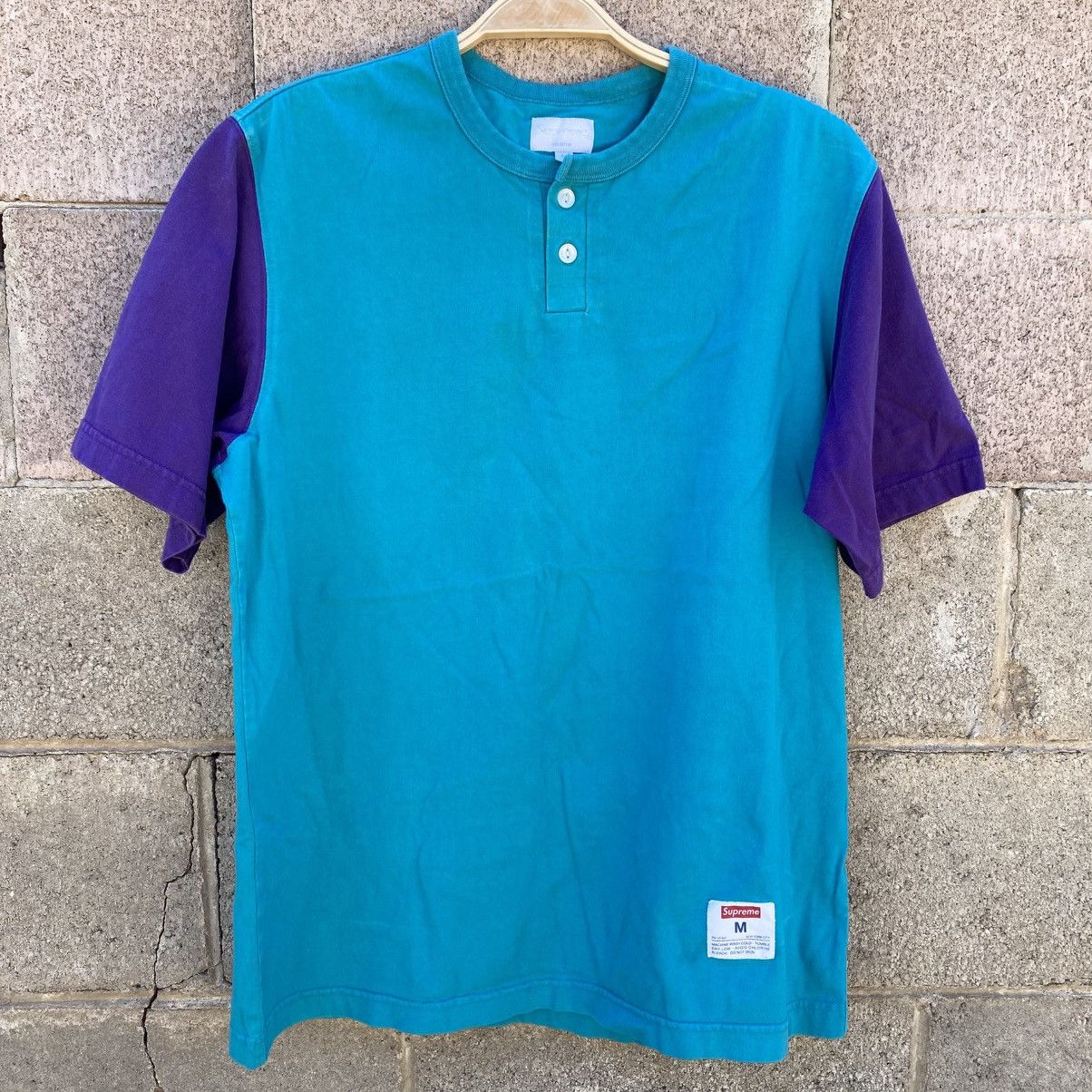 Supreme Supreme 2 Tone S/S Henley Shirt Blue Embroidery Medium Size US M / EU 48-50 / 2 - 1 Thumbnail