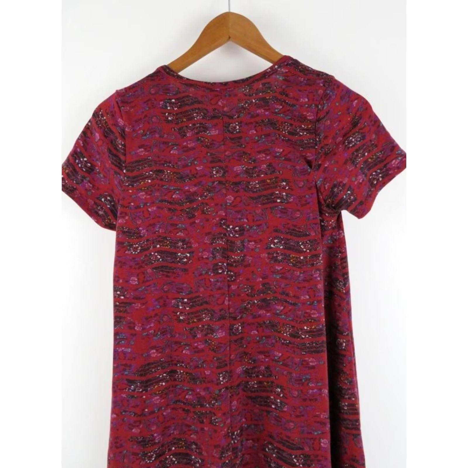 Vintage LuLaRoe Carly Dress Womens 2XS Red Floral Stripe Paisley Swing Trapeze High Low Fall EUC Black Size XXS / US 00 / IT 34 - 3 Thumbnail