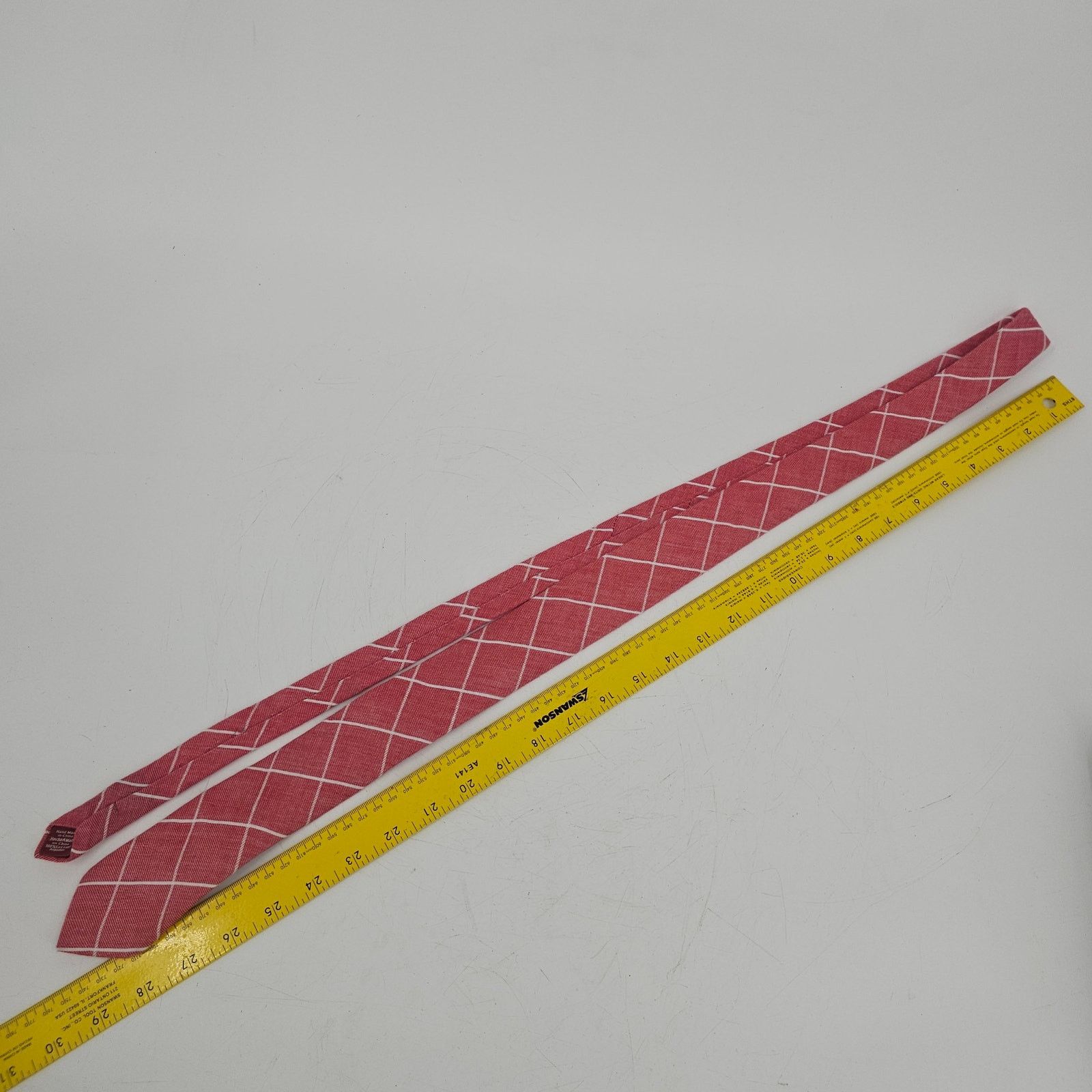 Original Penguin Skinny Colby Neck Tie Cotton Designer Plaid Argyle Red White Size ONE SIZE - 6 Thumbnail