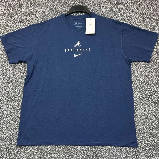 Nike Nike Shirt Men Blue Atlanta Braves MLB Crew Neck Cotton L Size US L / EU 52-54 / 3 - 1 Thumbnail