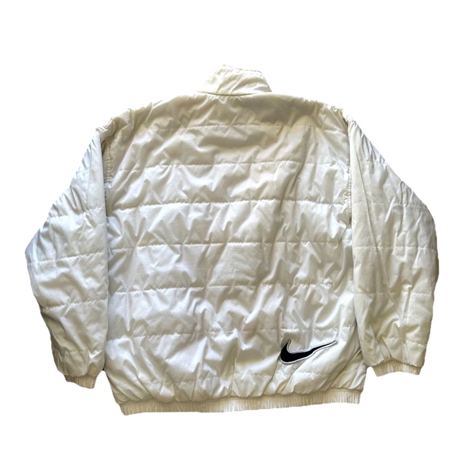 Nike VINTAGE Nike Jacket Mens L Puffer Reversible Blue White 90s Big Swoosh Logo Hooded Long Size US L / EU 52-54 / 3 - 4 Thumbnail