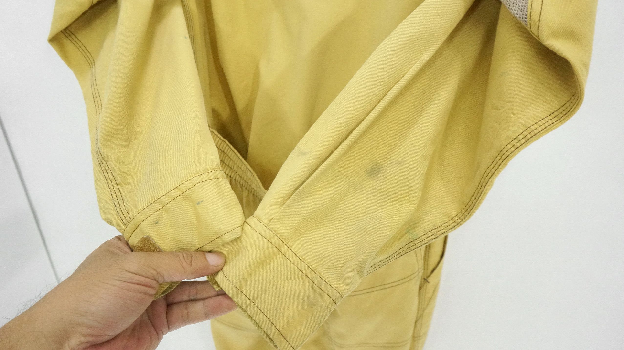 Japanese Brand Vintage TOYOTA Faded Pale Yellow Coverall Size US 31 - 9 Thumbnail