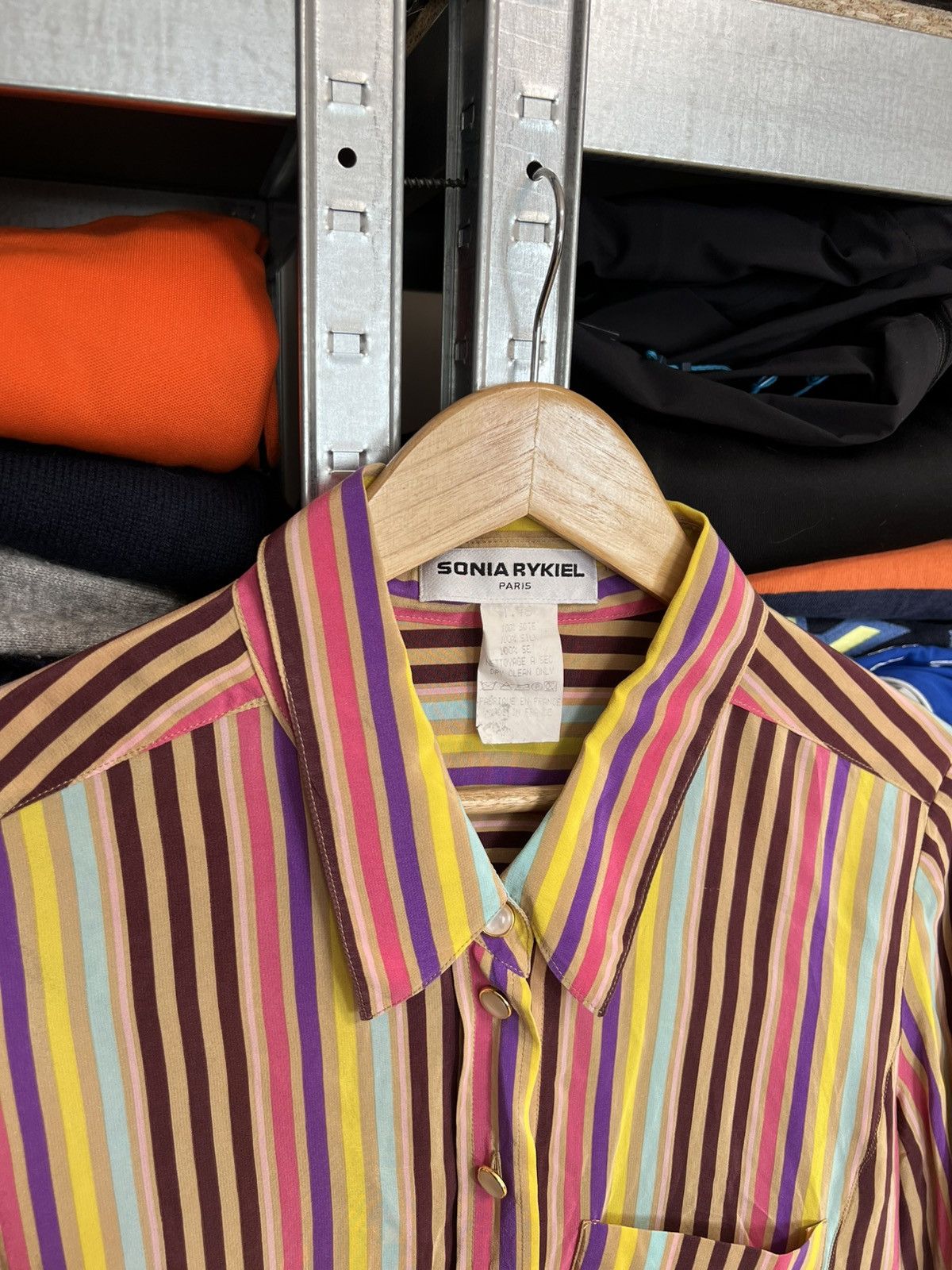 Japanese Brand × Sonia Rykiel × Vintage Sonia Rykiel Rainbow Heart Blouse Button Up Shirt 100% Linen Size L / US 10 / IT 46 - 3 Thumbnail