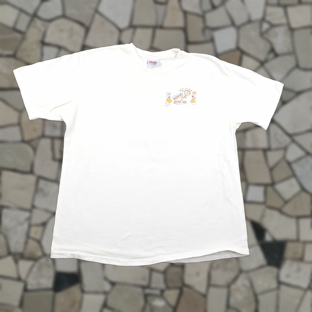 Hanes VINTAGE UCLA Bruins Mardi Gras Shirt Mens XL White Graphic Print 1995 90s Tee Size US XL / EU 56 / 4 - 1 Thumbnail