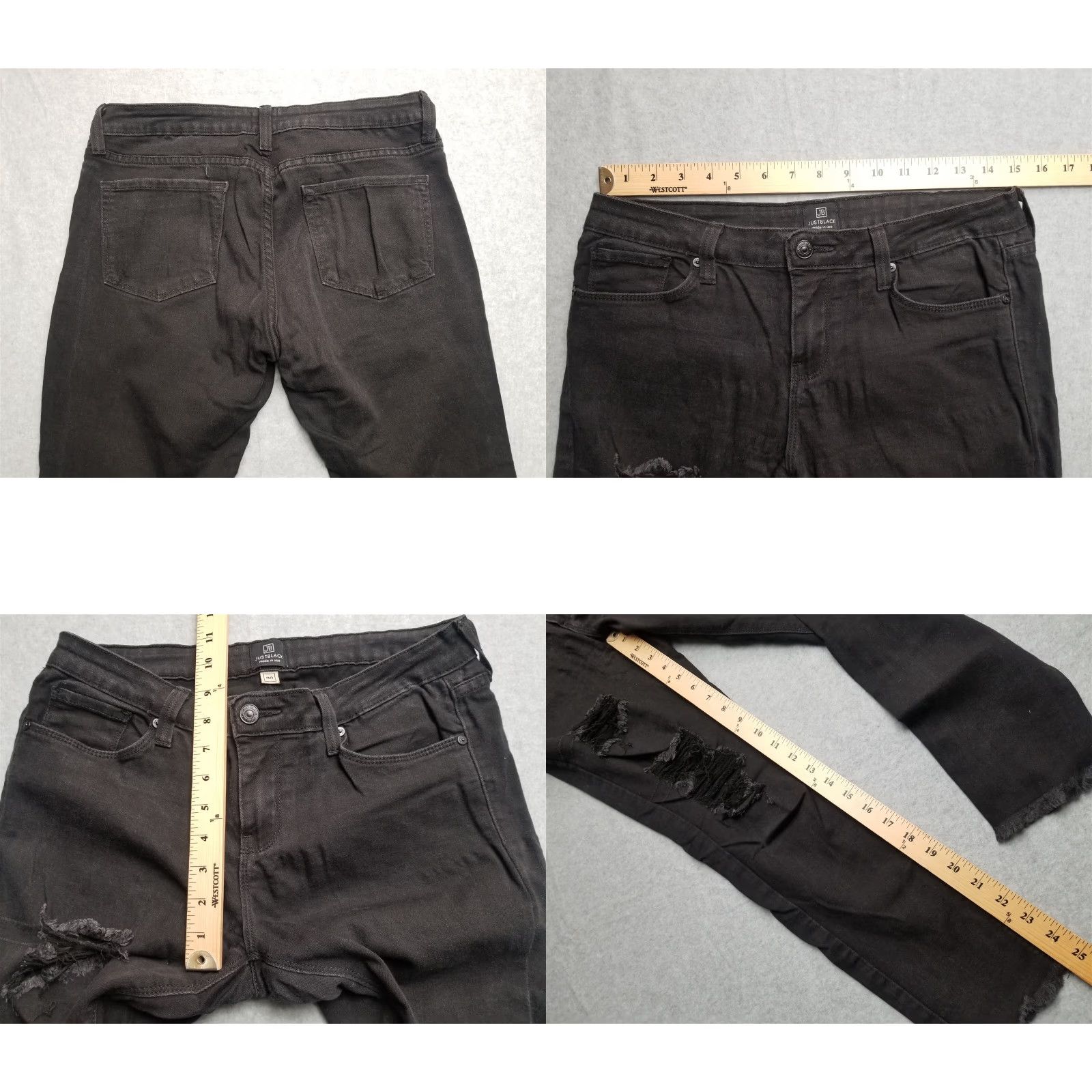 Denime JB Jeans Womens 30 Straight Leg Black Denim Stretch Distressed Jeggings Casual Size 30" / US 8 / IT 44 - 8 Thumbnail