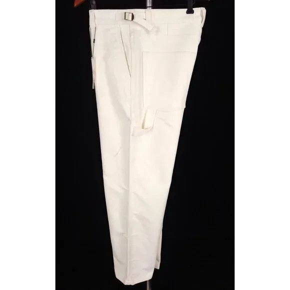 AMI AMI Wide-Leg Brushed-Cotton Trousers Size L Mens Cream Mole Size US 35 - 9 Thumbnail