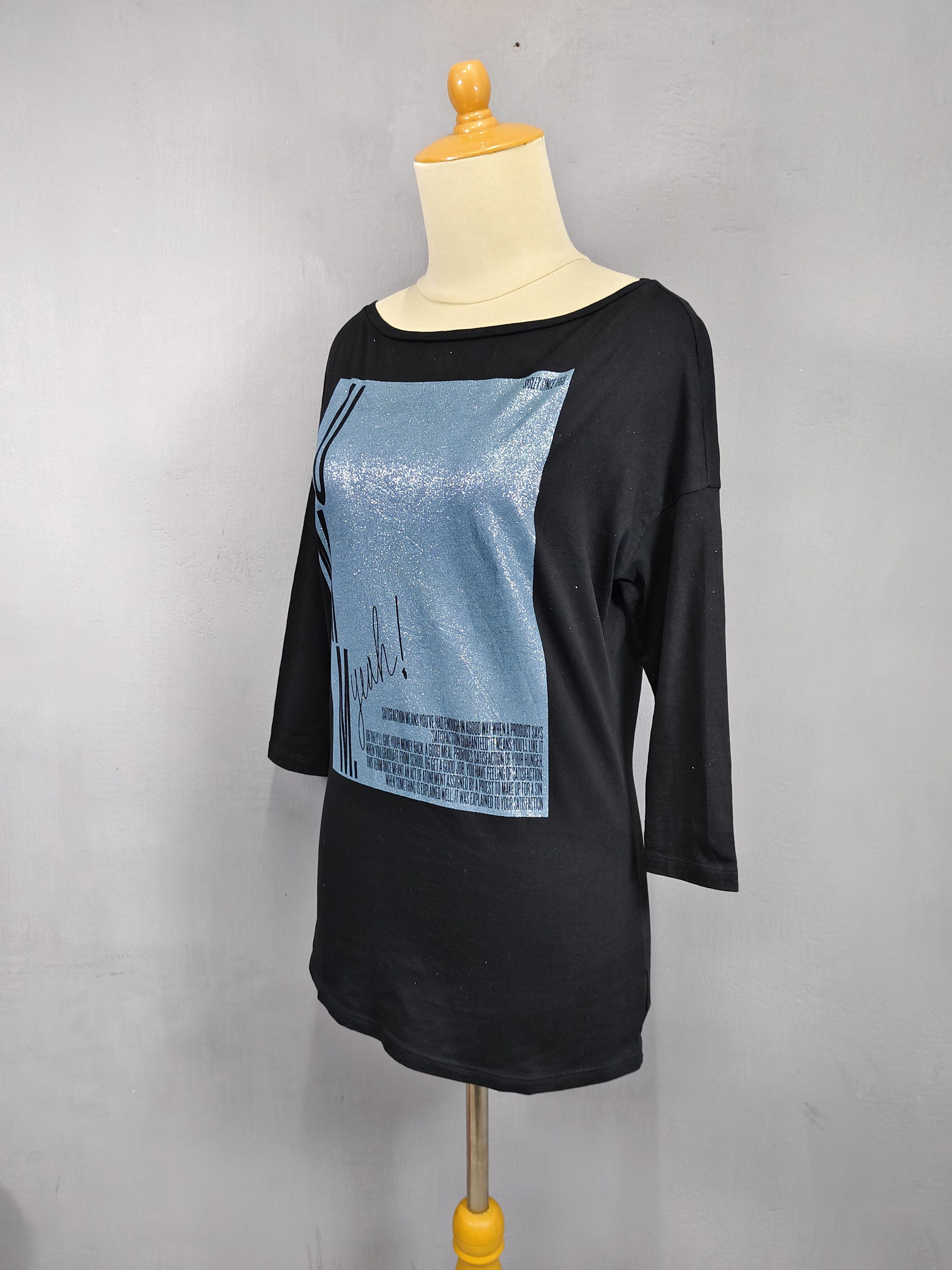 Sisley Sisley- Minimal Casual Glam Glitter Graphic Boat Neck Top Size M / US 6-8 / IT 42-44 - 4 Thumbnail