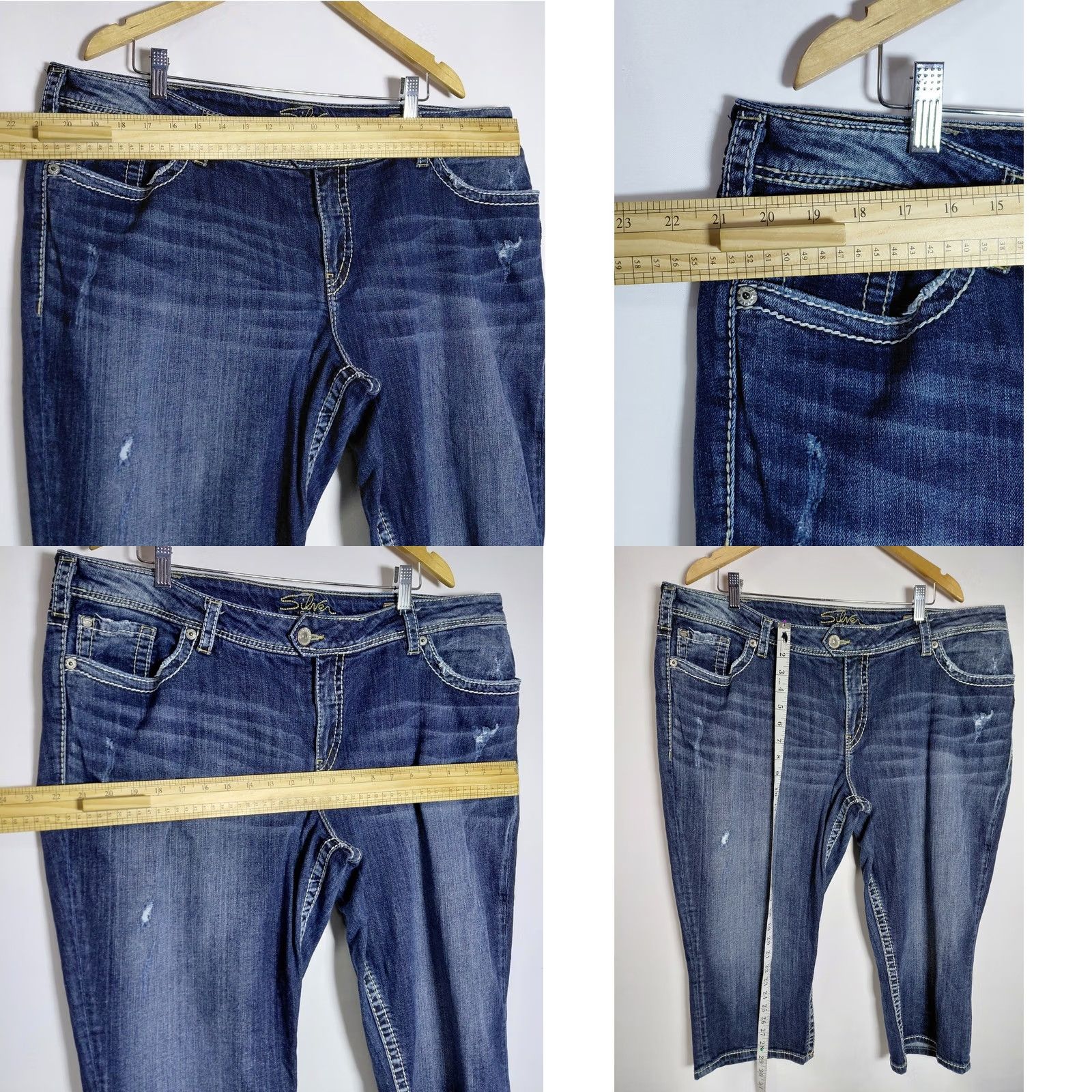 Vintage Silver Jeans Womens 24 Blue Tuesday Crop Denim Shorts Solid Regular Women Size Size 42" / US 20 - 8 Thumbnail