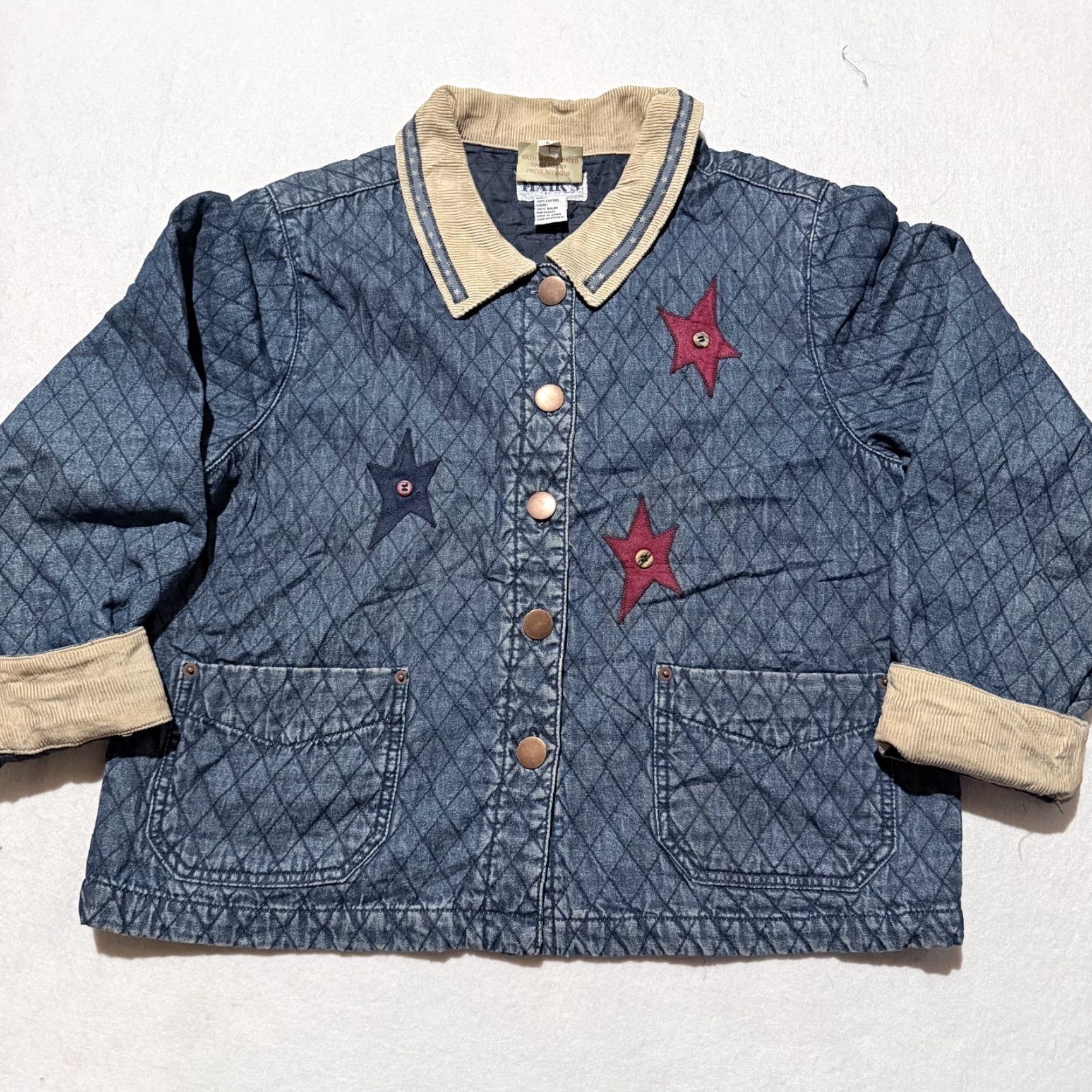 Denime VINTAGE Haik's Quilted Denim Patchwork Jacket Women's Blue Long Sleeve XL Jacket Blue Women Quilted Patchwork Denim USA Christmas Size XL / US 12-14 / IT 48-50 - 3 Thumbnail
