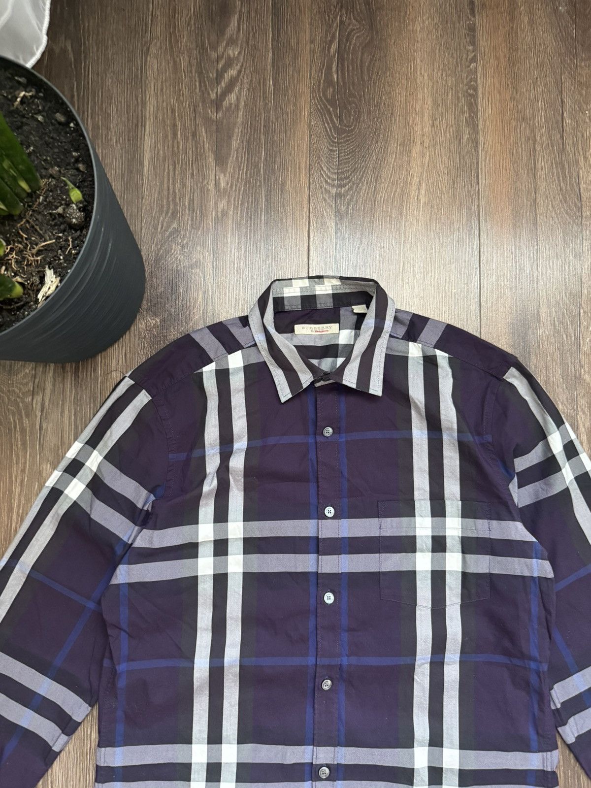 Burberry Burberry Brit Men's M Purple Check Long sleeve button up Shirt Size US M / EU 48-50 / 2 - 3 Thumbnail