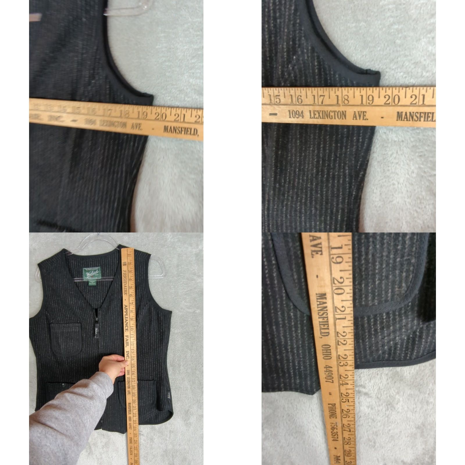 Vintage Woolrich Vest Wool Blend Black Gray Striped Women’s Size M Full Zip Lightweight Vest Size M / US 6-8 / IT 42-44 - 8 Thumbnail