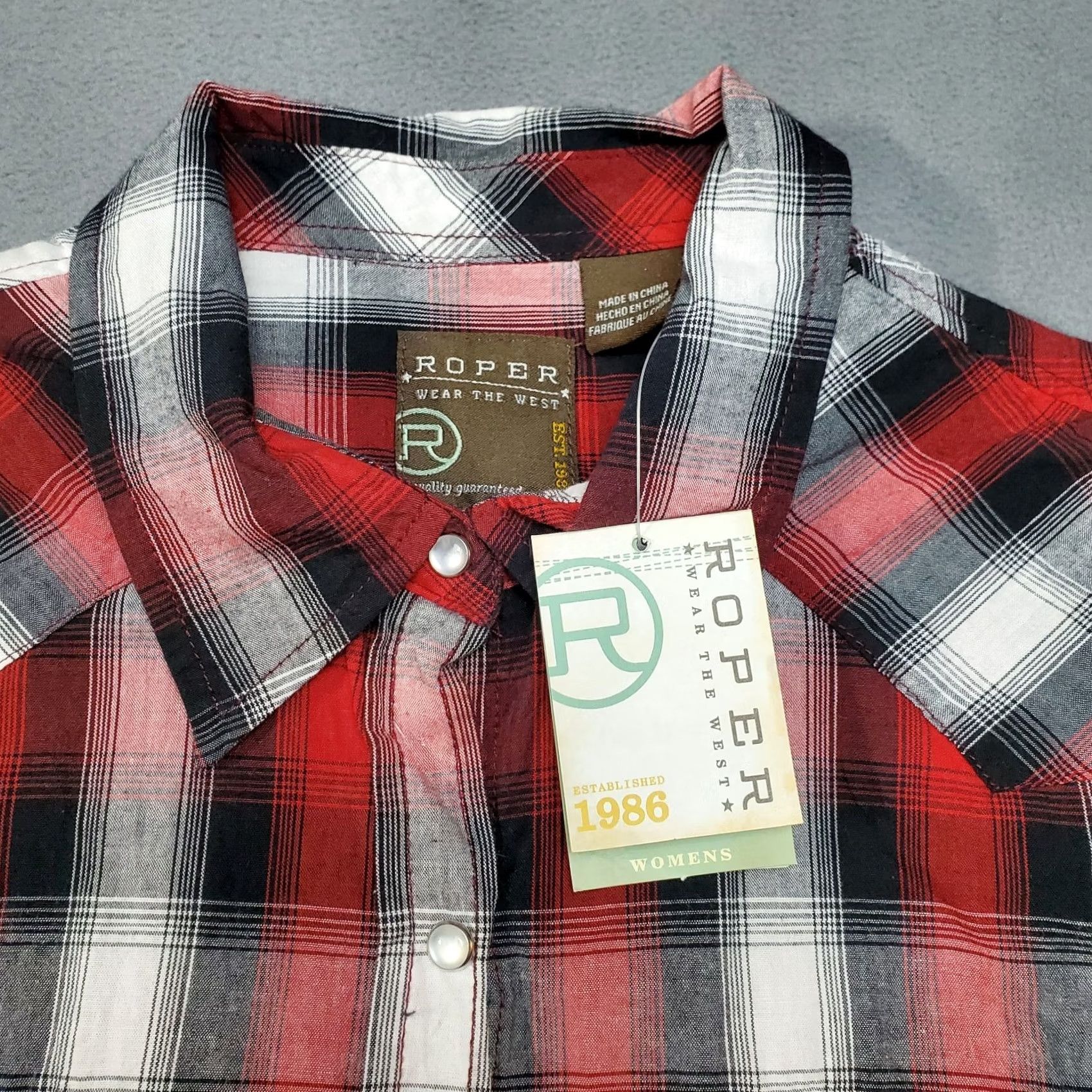 Roper Roper Shirt Womens Large Red Plaid Western Cowboy Pearl Snap Rodeo Top Size L / US 10 / IT 46 - 4 Thumbnail