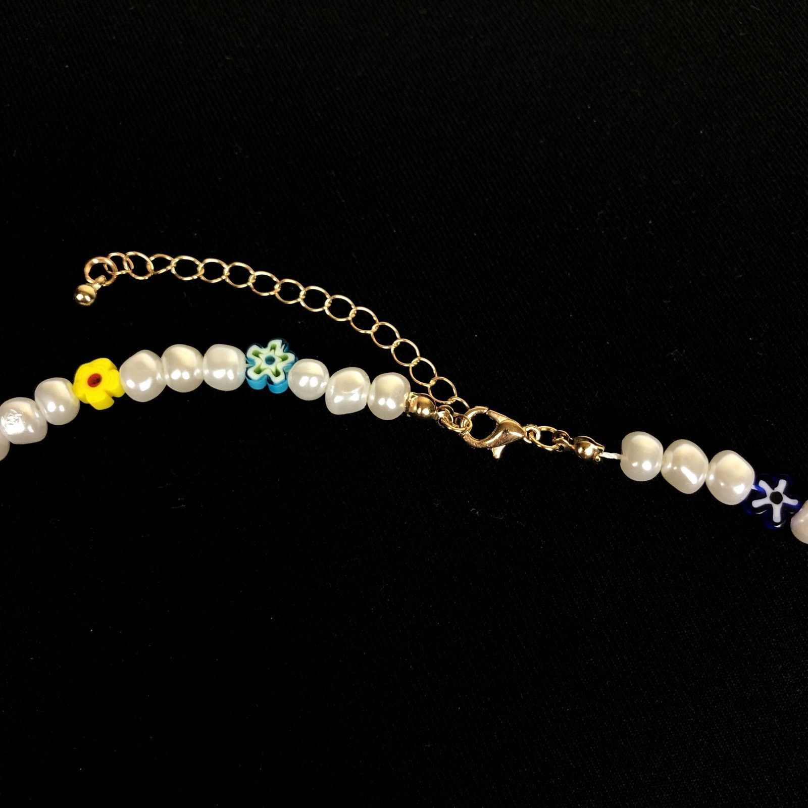 Jewelry Pearl Choker Flower Necklace Y2K Fashion Size ONE SIZE - 3 Thumbnail