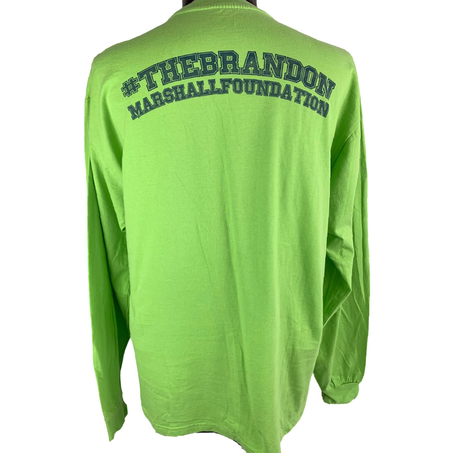 Hanes VINTAGE Large Men's The Brandon Marshall Foundation Bright Green Long Sleeve Logo Tshirt Size US L / EU 52-54 / 3 - 3 Thumbnail