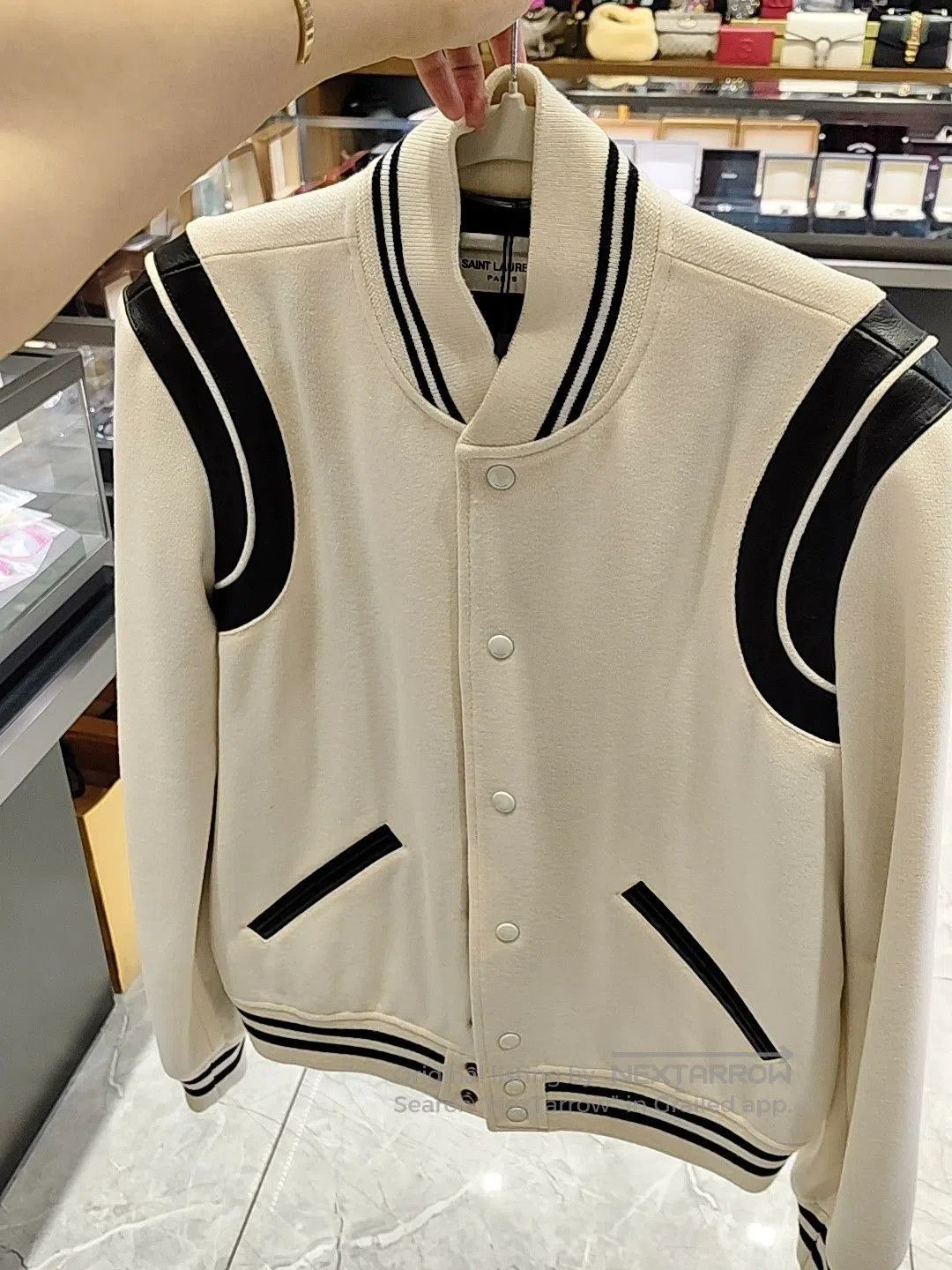 Saint Laurent Paris Saint Laurent Cream Black Baseball Jacket. Size US M / EU 48-50 / 2 - 1 Thumbnail
