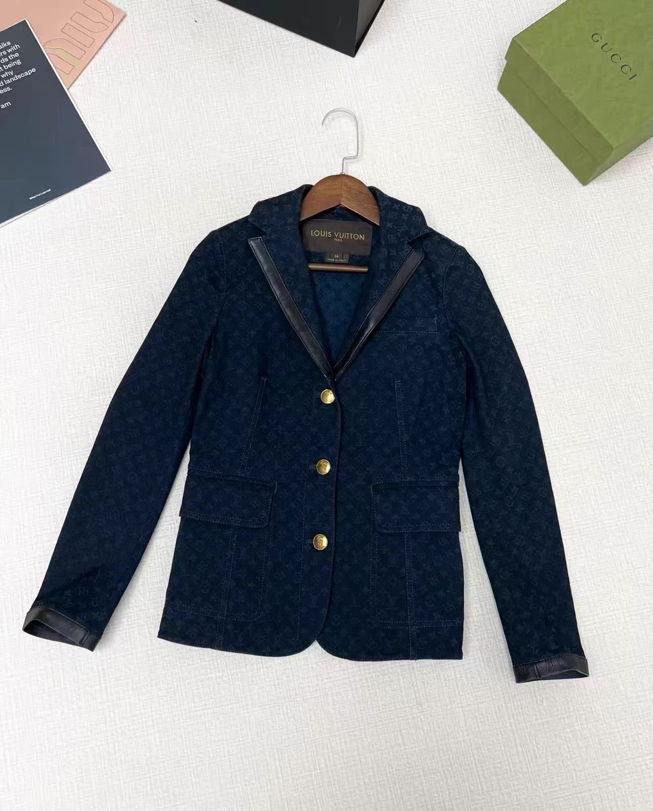 Louis Vuitton LV all over logo denim blazer Size XS / US 0-2 / IT 36-38 - 7 Thumbnail