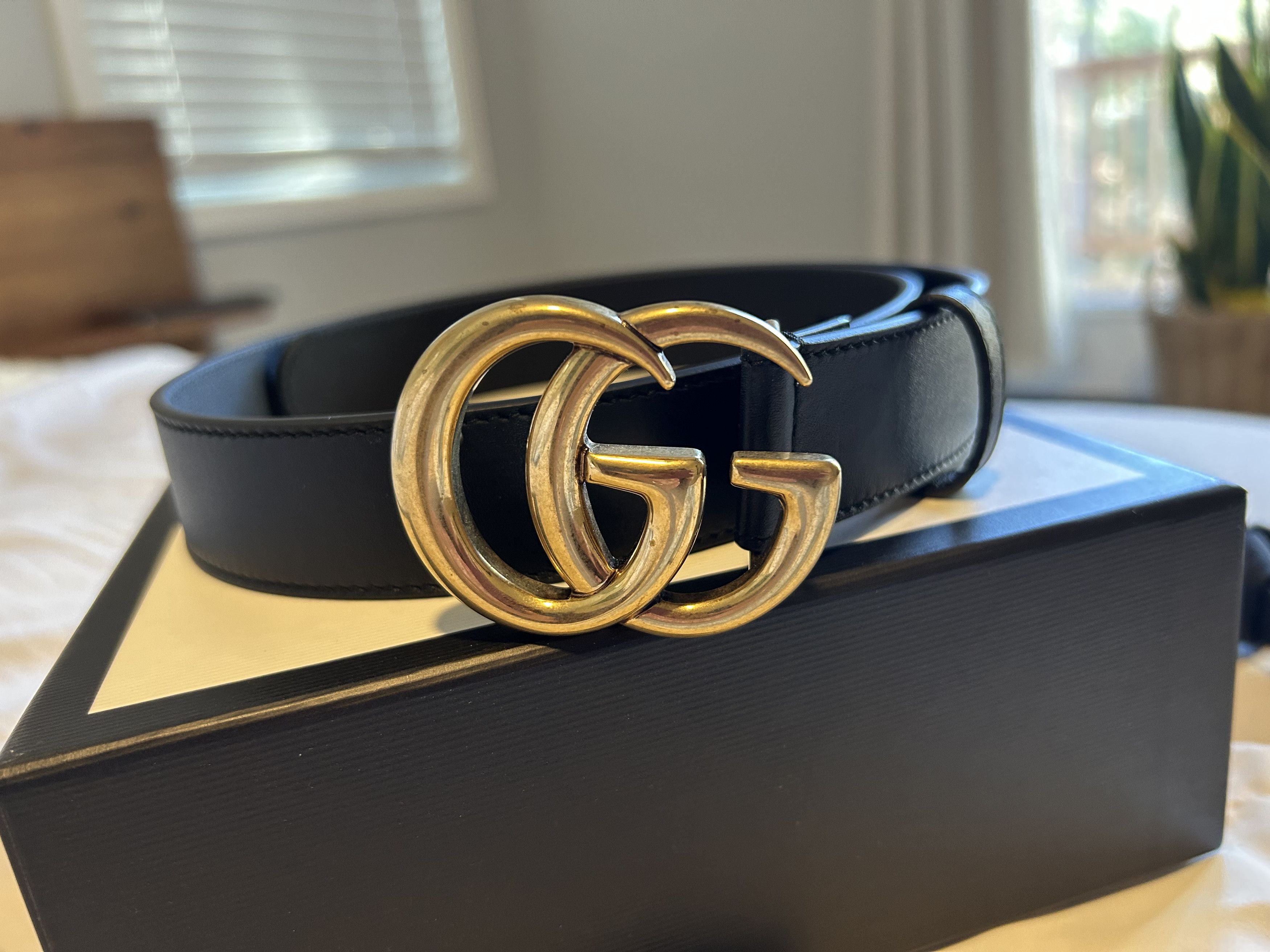 Gucci Gucci GG Marmont Thin Black Leather Belt, Size 75 Size ONE SIZE - 3 Thumbnail