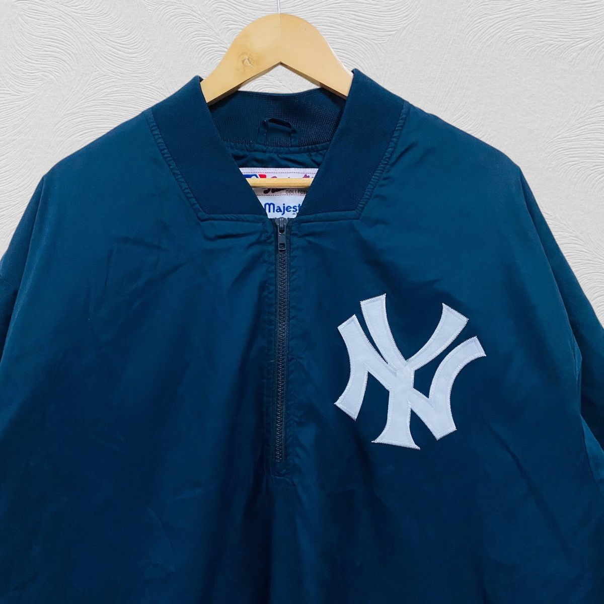 Majestic Vintage newyork yankees MLB lighjacket half zipper Size US XXL / EU 58 / 5 - 2 Thumbnail