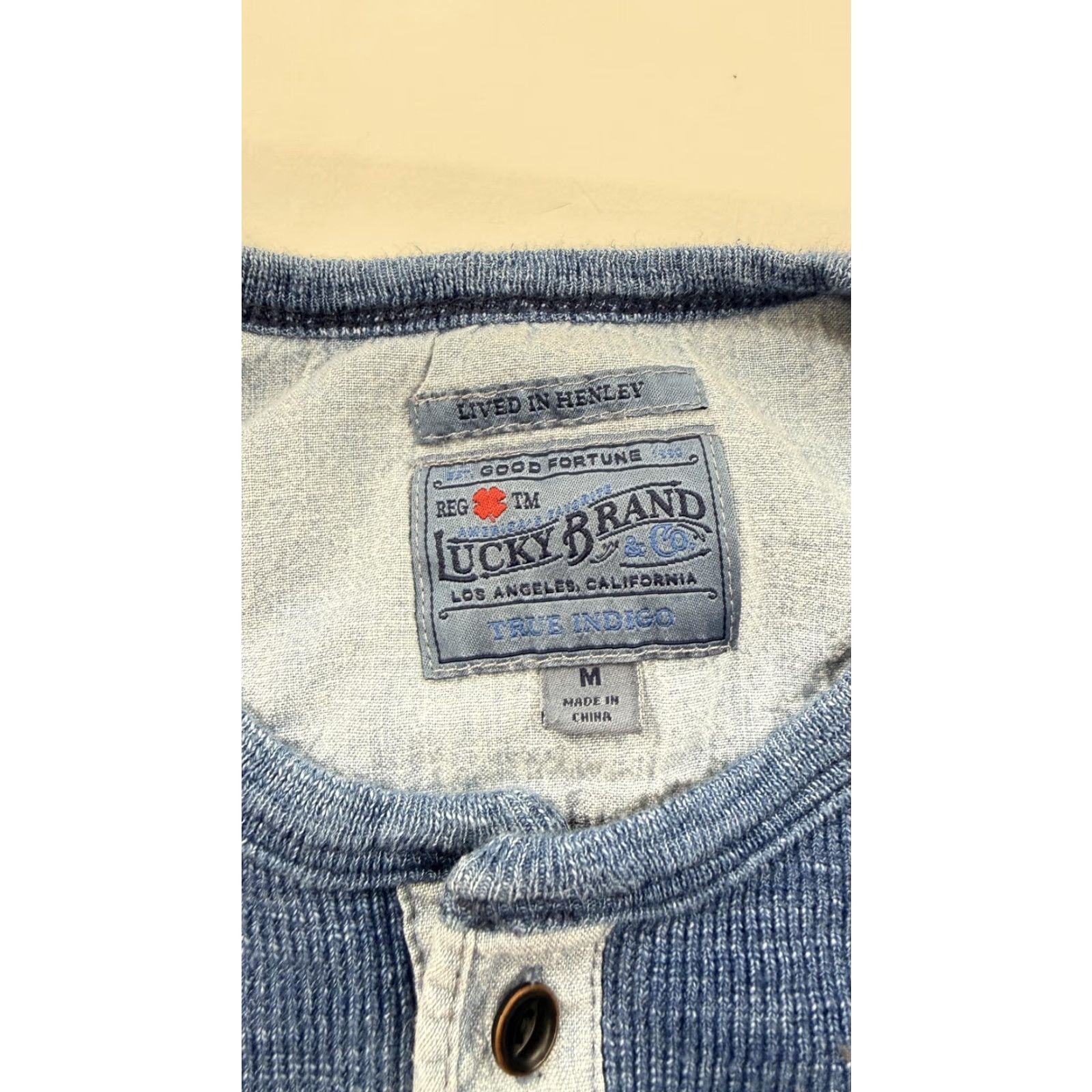 Lucky Brand Lucky Brand Shirt Mens Medium Blue Thermal Lived In Henley Long Sleeve Top Size US M / EU 48-50 / 2 - 4 Thumbnail