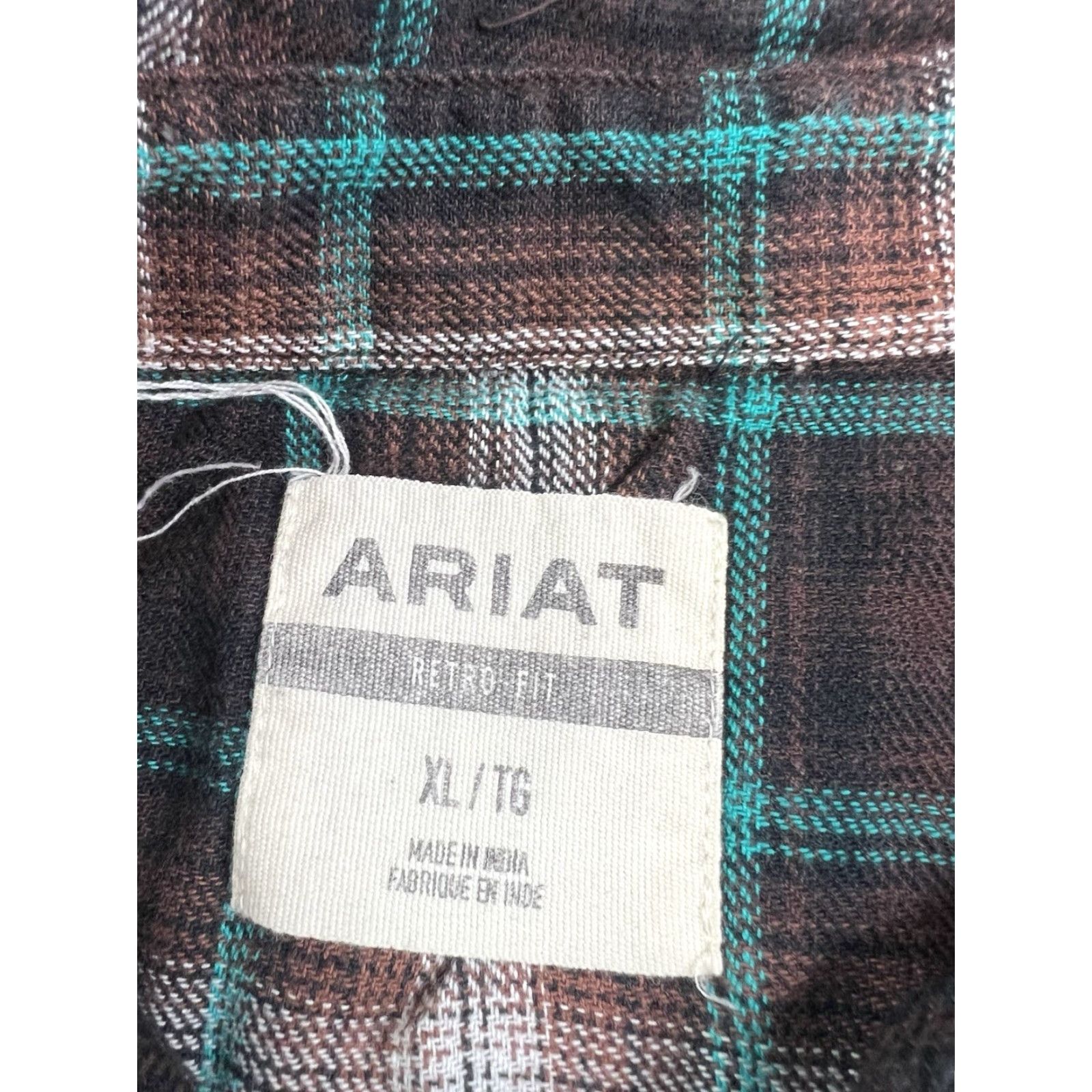 Ariat Ariat Shirt Plaid Western Brown Green Pearl Snap Retro Fit XL Mens Button-Up Long Sleeve Collared Pocket Size US XL / EU 56 / 4 - 6 Thumbnail