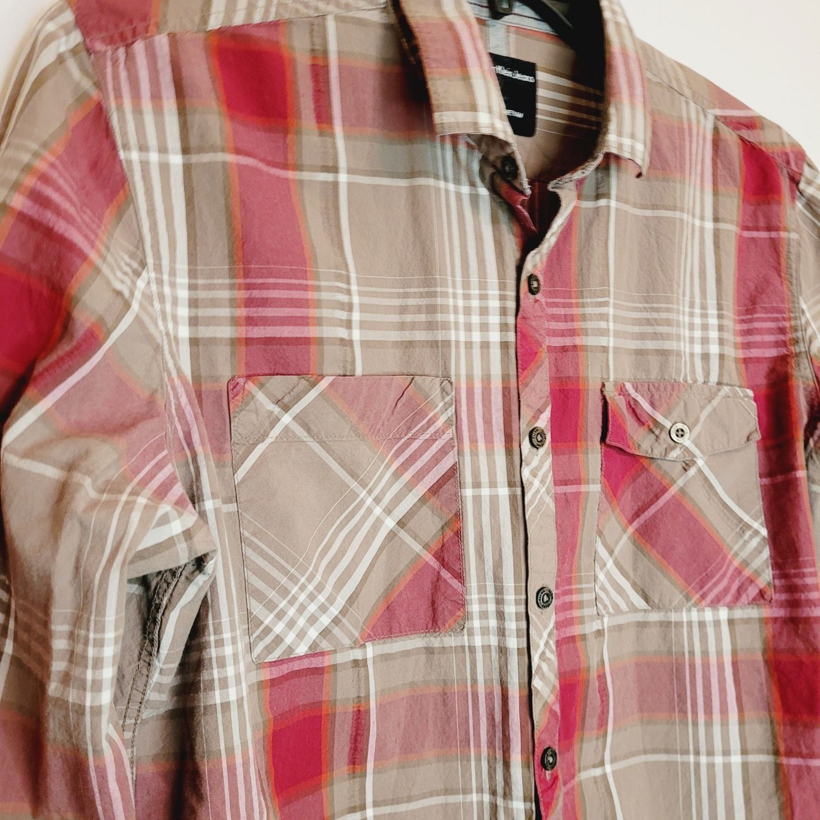 Calvin Klein Calvin Klein mens red and tan western plaid button up shirt Size US L / EU 52-54 / 3 - 4 Thumbnail