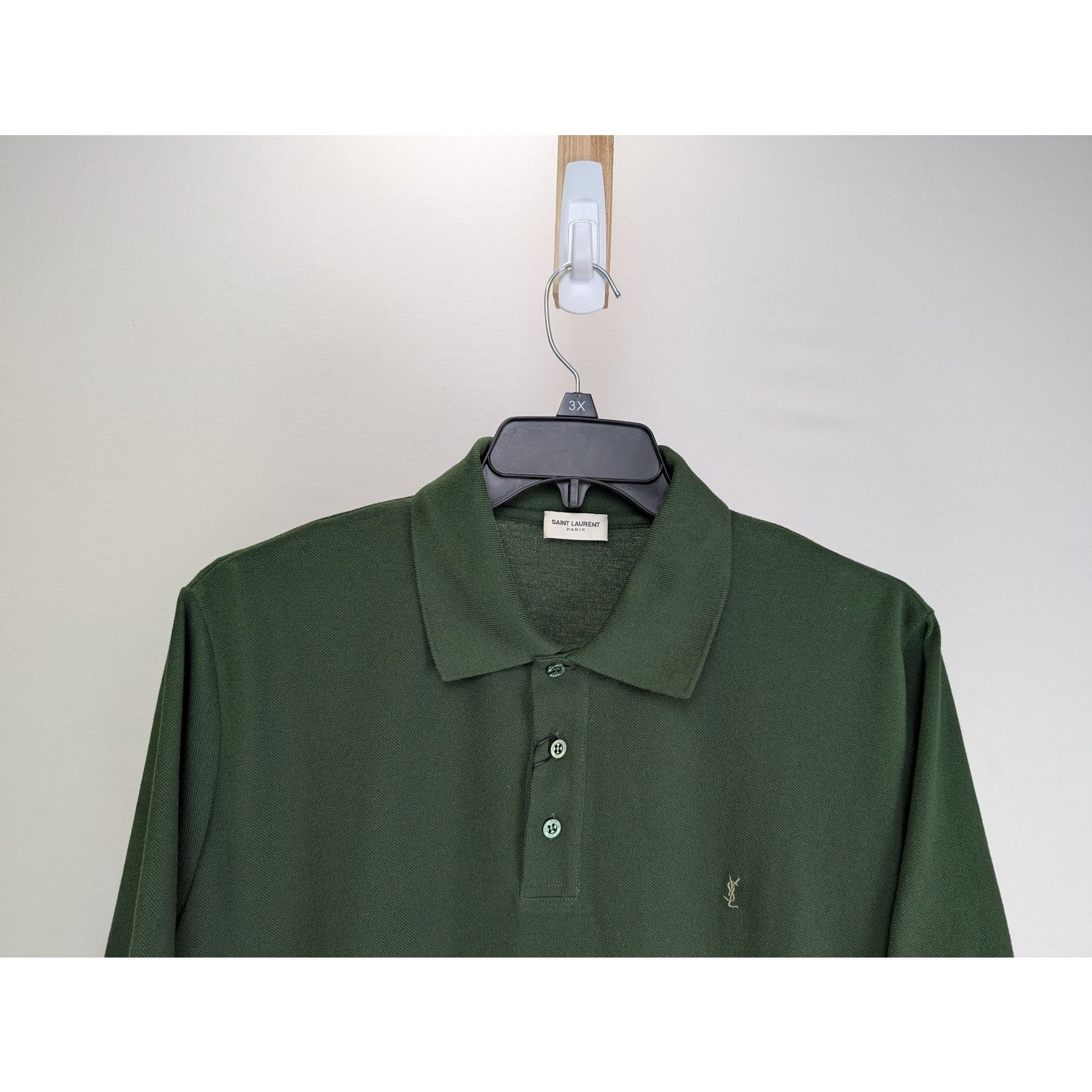 Saint Laurent Paris o1rshd1 Q:2 / Pique Cotton Polyester New Polo in Green Size US XL / EU 56 / 4 - 3 Thumbnail