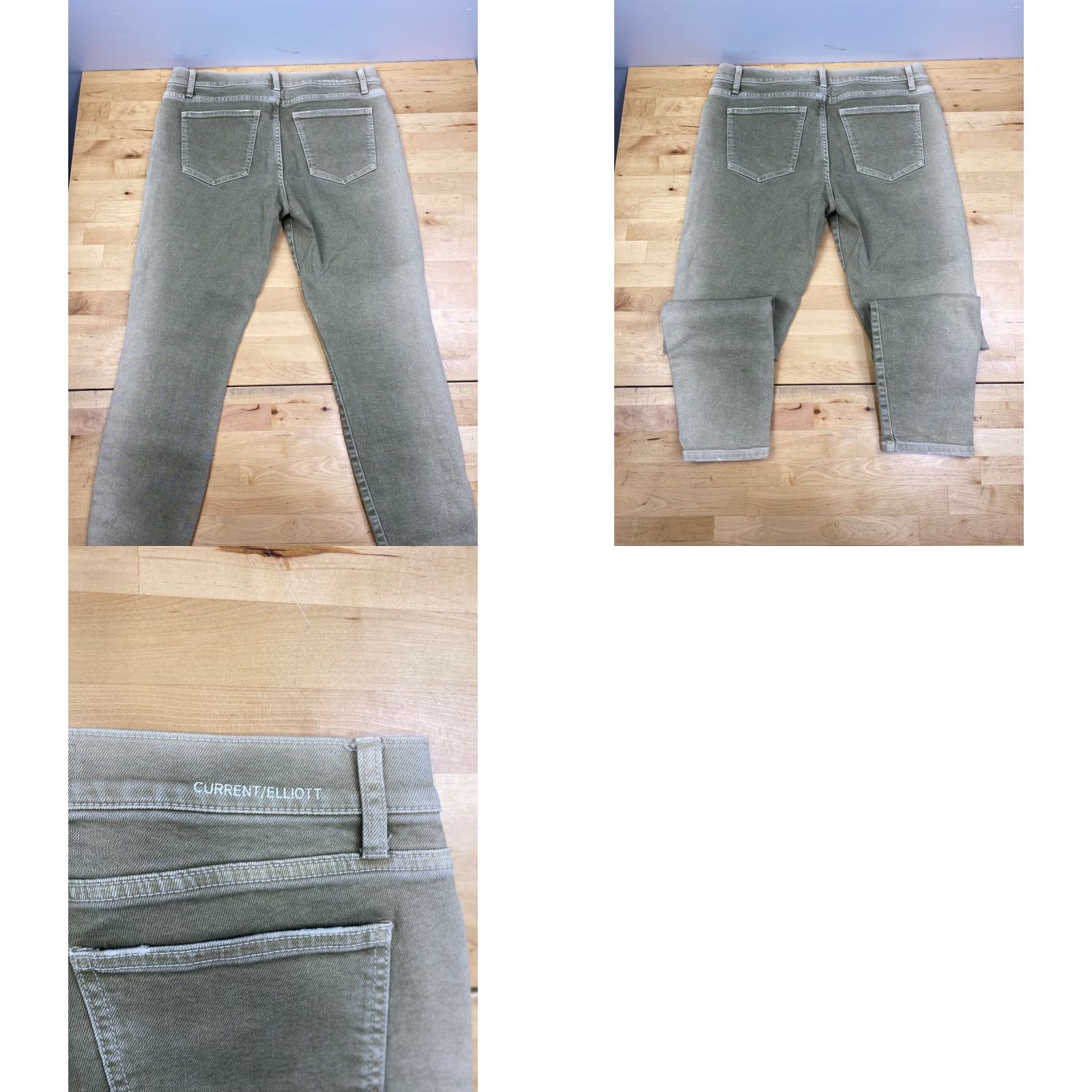 Vintage Current/Elliott Denim Jeans Womens 31 Green Slim Tapered 27" Inseam 9592 Vintage No Womens Jeans Size 24" / US 00 / IT 34 - 8 Thumbnail