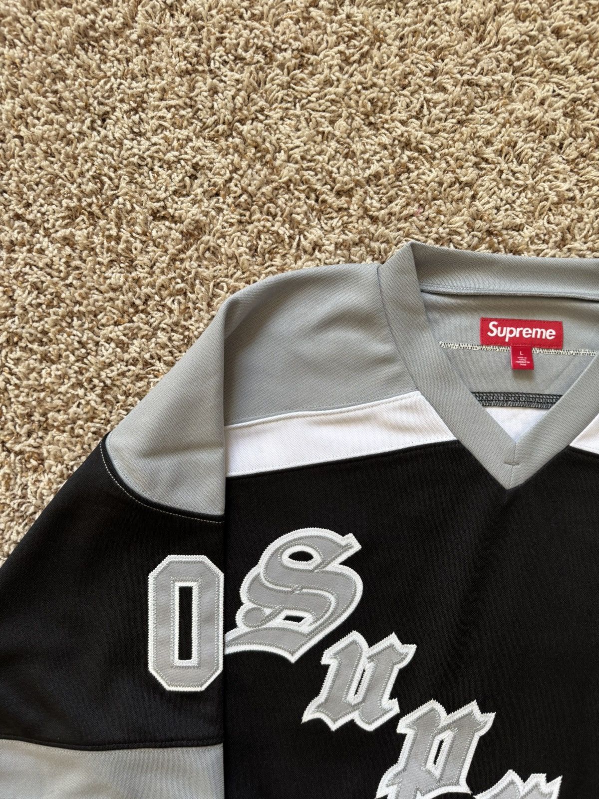 Supreme Supreme Fire & Ice Patches Hockey Jersey Black Grey Size US L / EU 52-54 / 3 - 12 Thumbnail