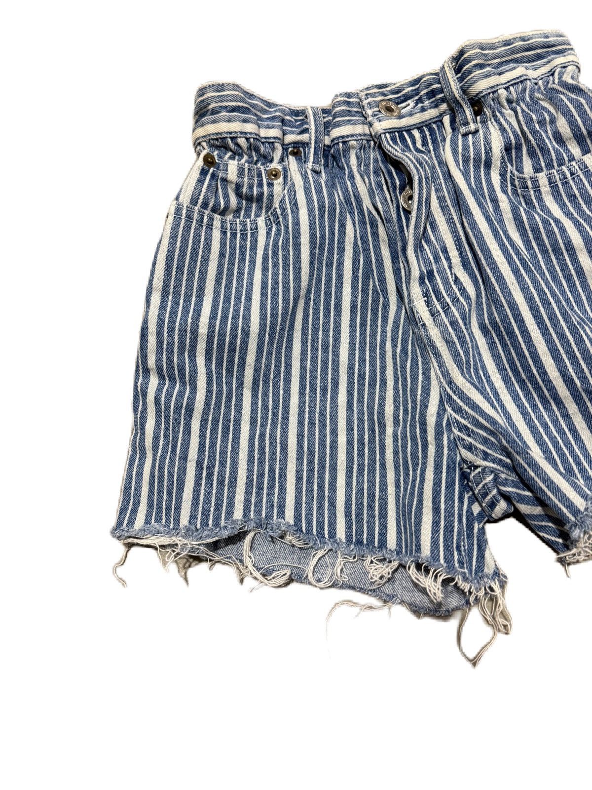 Miu Miu Miu Miu Logo Hickory Denim Shorts Made in Italy Size 26" / US 2 / IT 38 - 3 Thumbnail