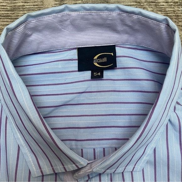 Just Cavalli Just Cavalli Pinstriped Hidden Button Shirt Made in Italy Size US L / EU 52-54 / 3 - 11 Thumbnail