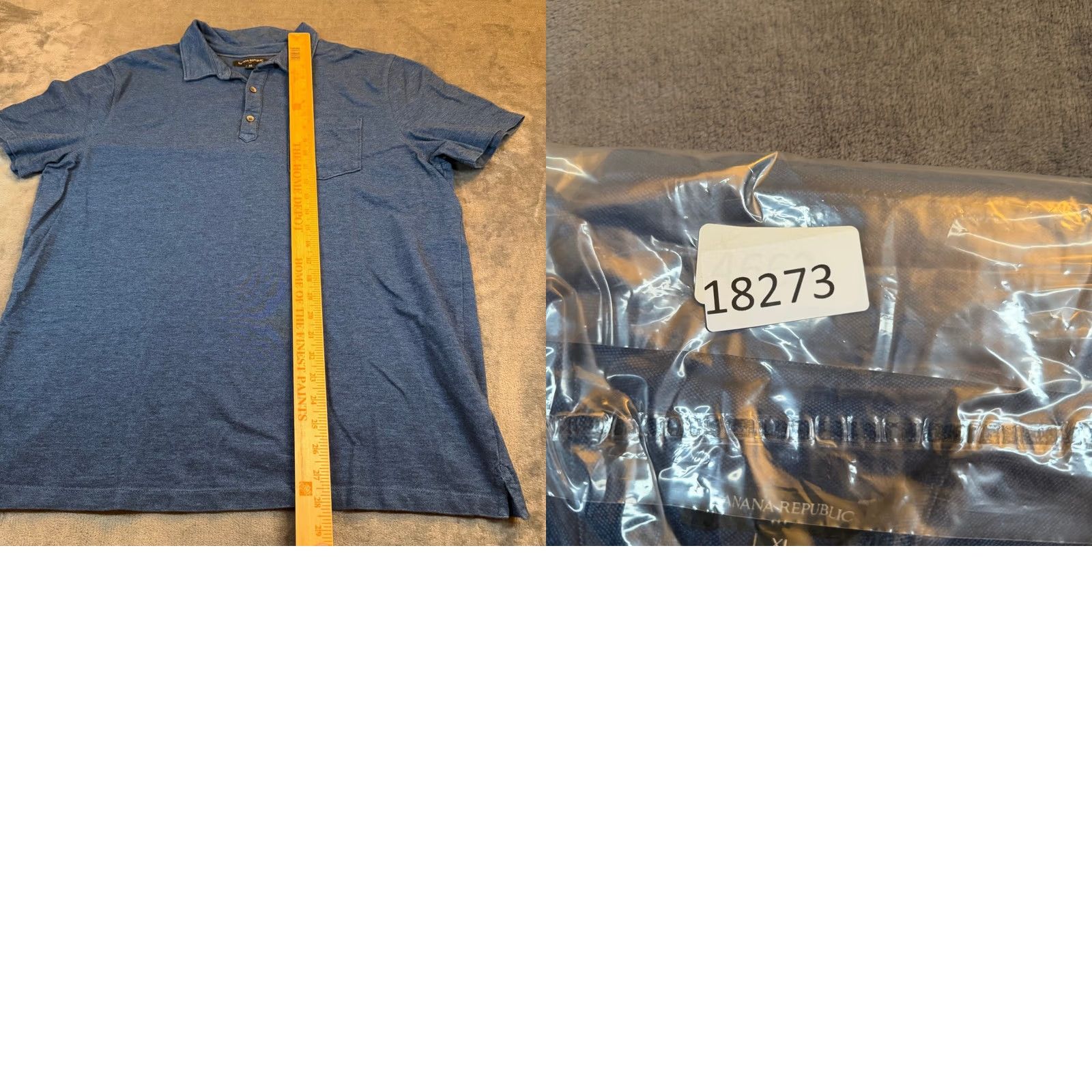 Banana Republic Banana Republic Polo Shirt Blue Heathered Cotton Short Sleeve with Pocket XL Mens Buttoned Chest Pocket Casual Business Shirts Size US XL / EU 56 / 4 - 8 Thumbnail