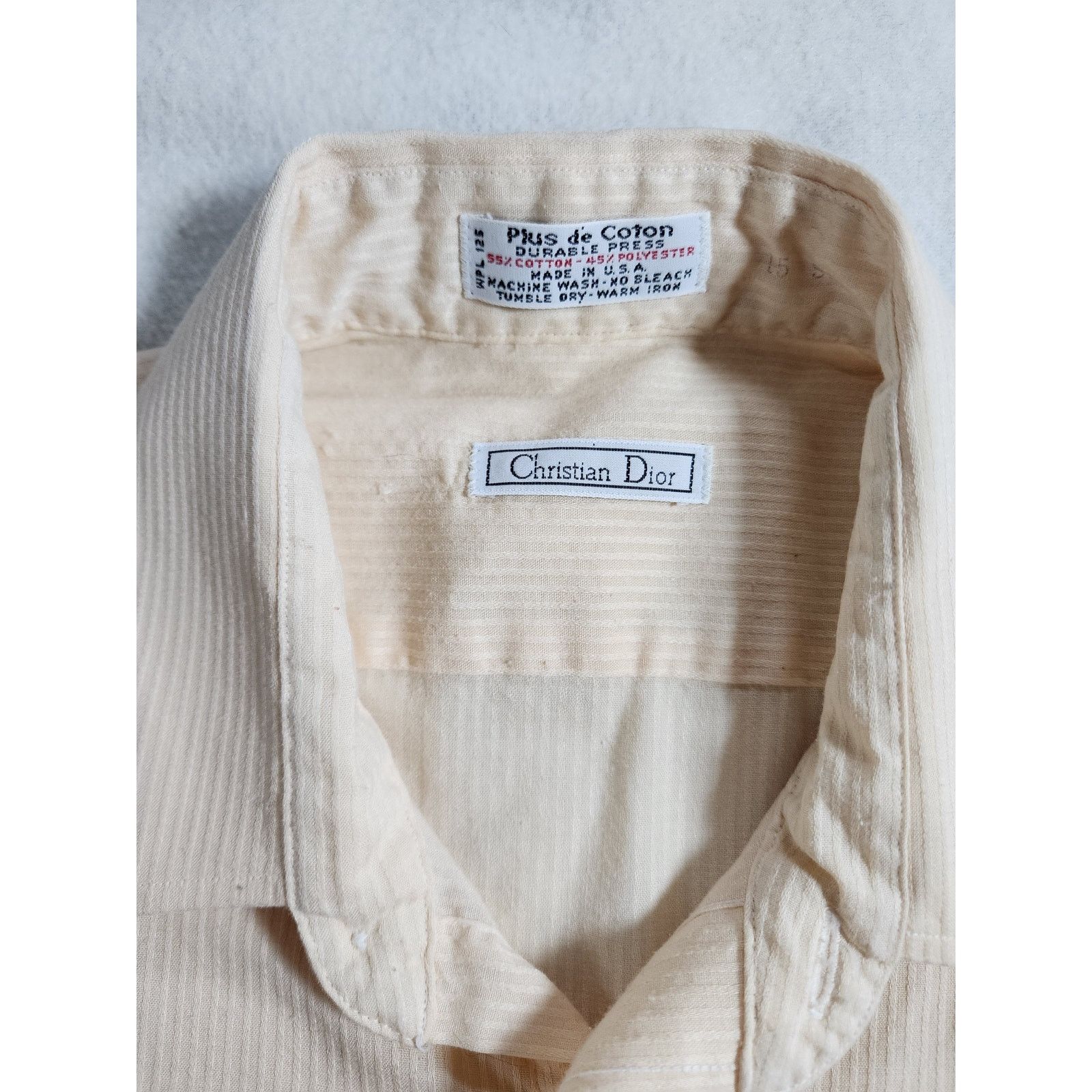 Dior Christian Dior Vintage Short Sleeve Shirt 15 M Cream Yellow Size US M / EU 48-50 / 2 - 3 Thumbnail