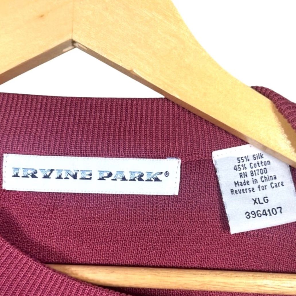 Vintage Irvine Park Mens Burgundy Textured Grid Knit Short Sleeve Sweater XLG Size US XL / EU 56 / 4 - 6 Thumbnail