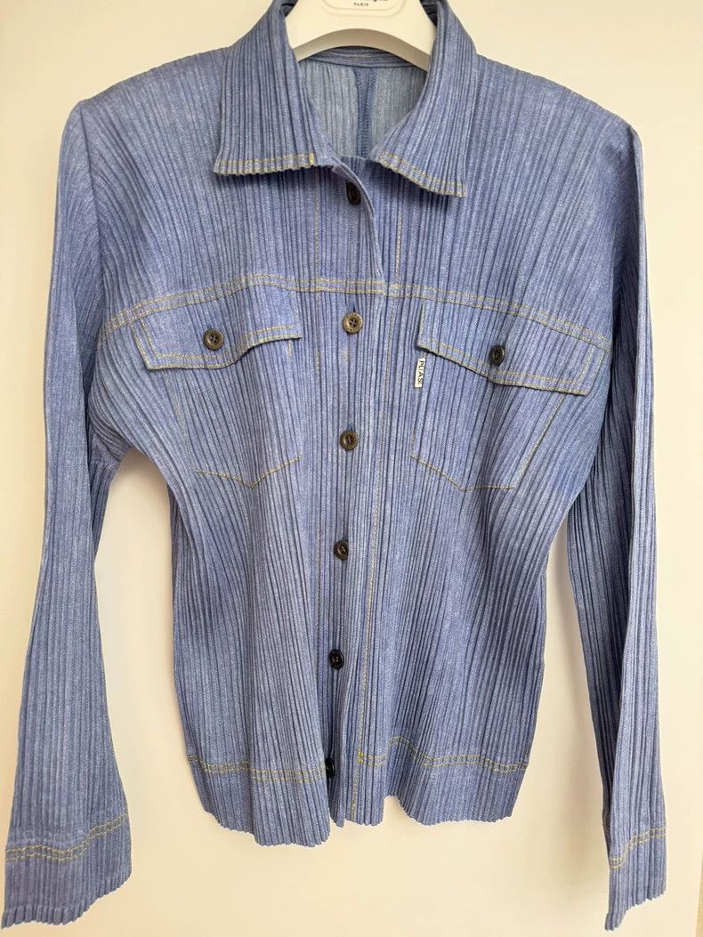 Issey Miyake issey miyake size:3 Pleated washed denim shirt Size XXS / US 00 / IT 34 - 2 Thumbnail