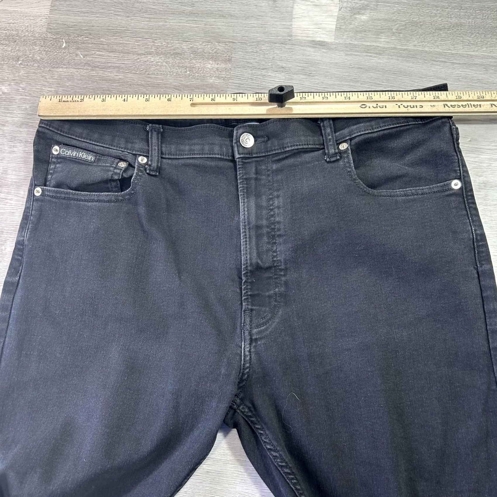 Calvin Klein Calvin Klein Jeans Slim Straight Fit Jeans Mens 38x34 Black Stretch Denim Dark Wash Pants Size US 38 / EU 54 - 7 Thumbnail