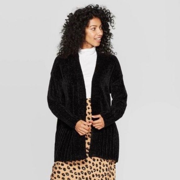 Other A New Day Black Chenille Open-Front Cardigan Size XS / US 0-2 / IT 36-38 - 1 Thumbnail