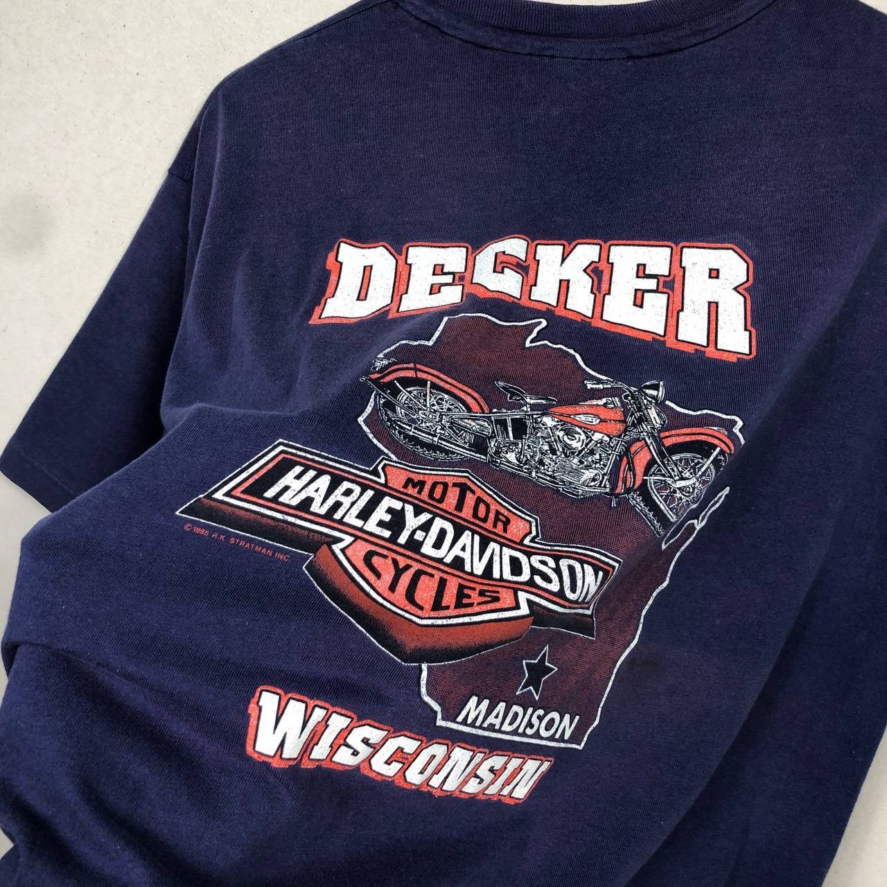 Harley Davidson × Vintage Vintage 90s Harley Davidson Eagle Motorcycle Decker Tee Size US L / EU 52-54 / 3 - 6 Thumbnail