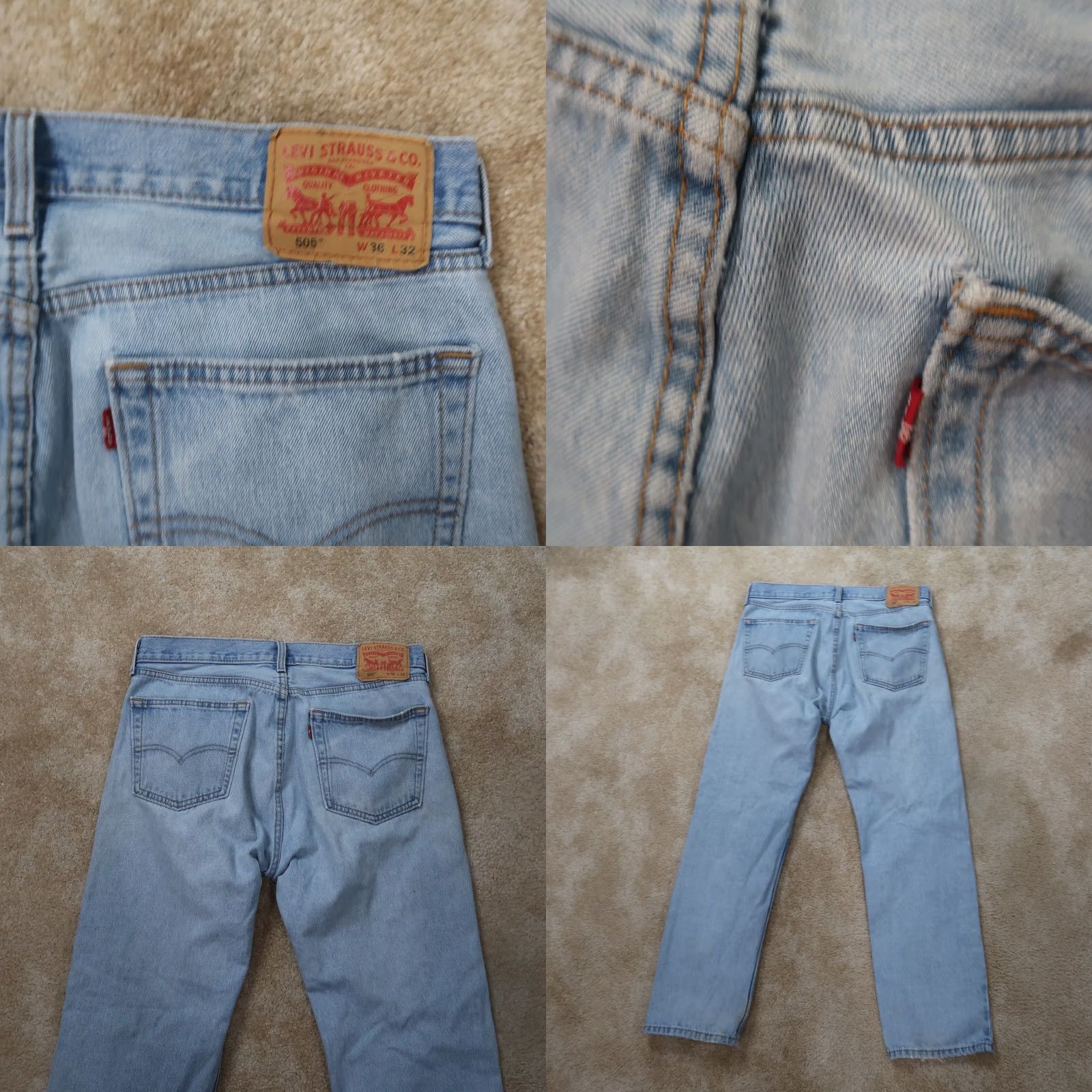 Levi's Levi's 505 Regular Fit Straight Jeans Men's 36x32 Blue Denim Distressed 5-Pocket Design Size US 36 / EU 52 - 8 Thumbnail