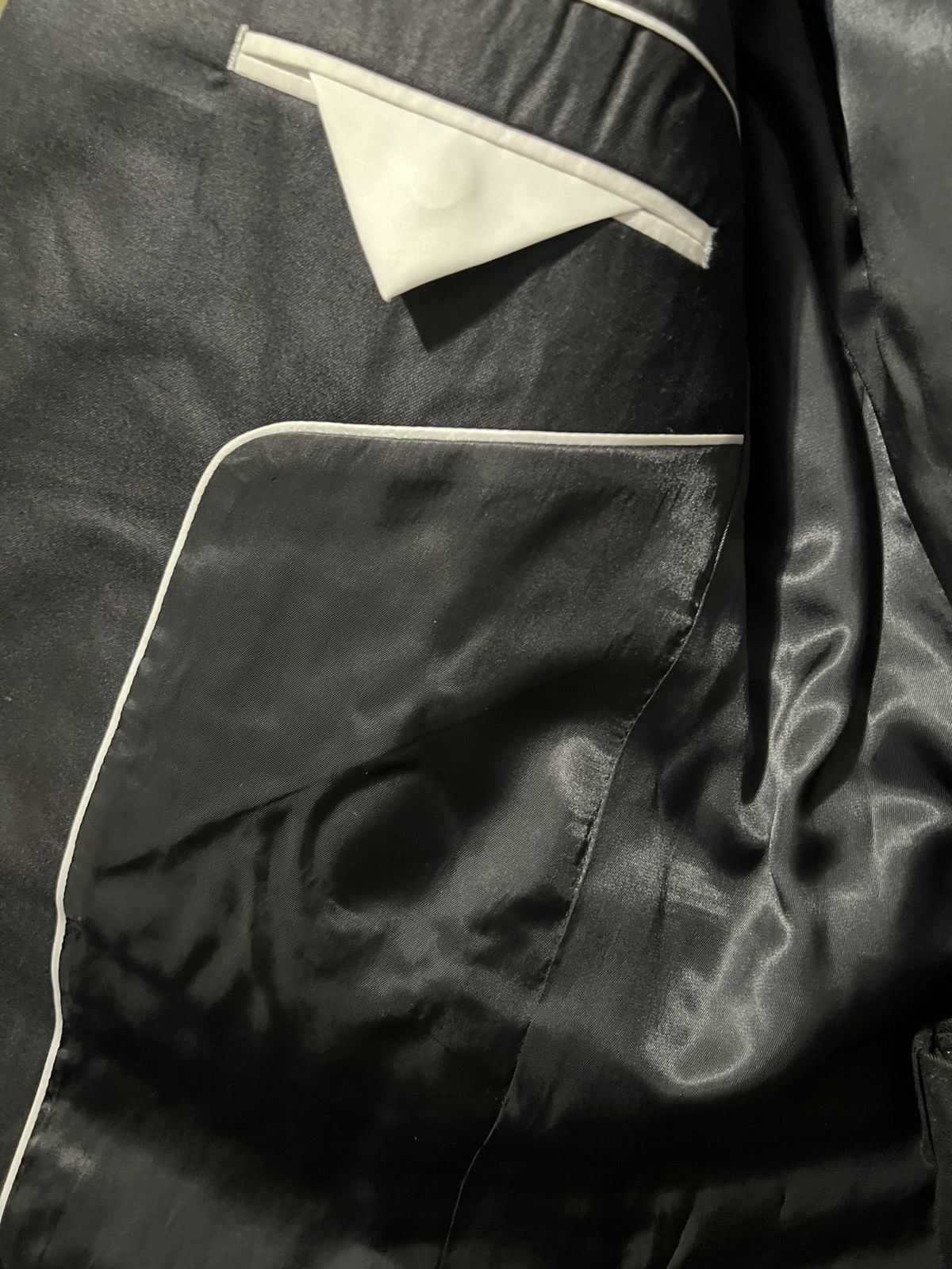 Designer × Mugler × Thierry Mugler Thierry Mugler Black Shiny Virgin Wool Suit Notched Lapel Size 44L - 9 Thumbnail
