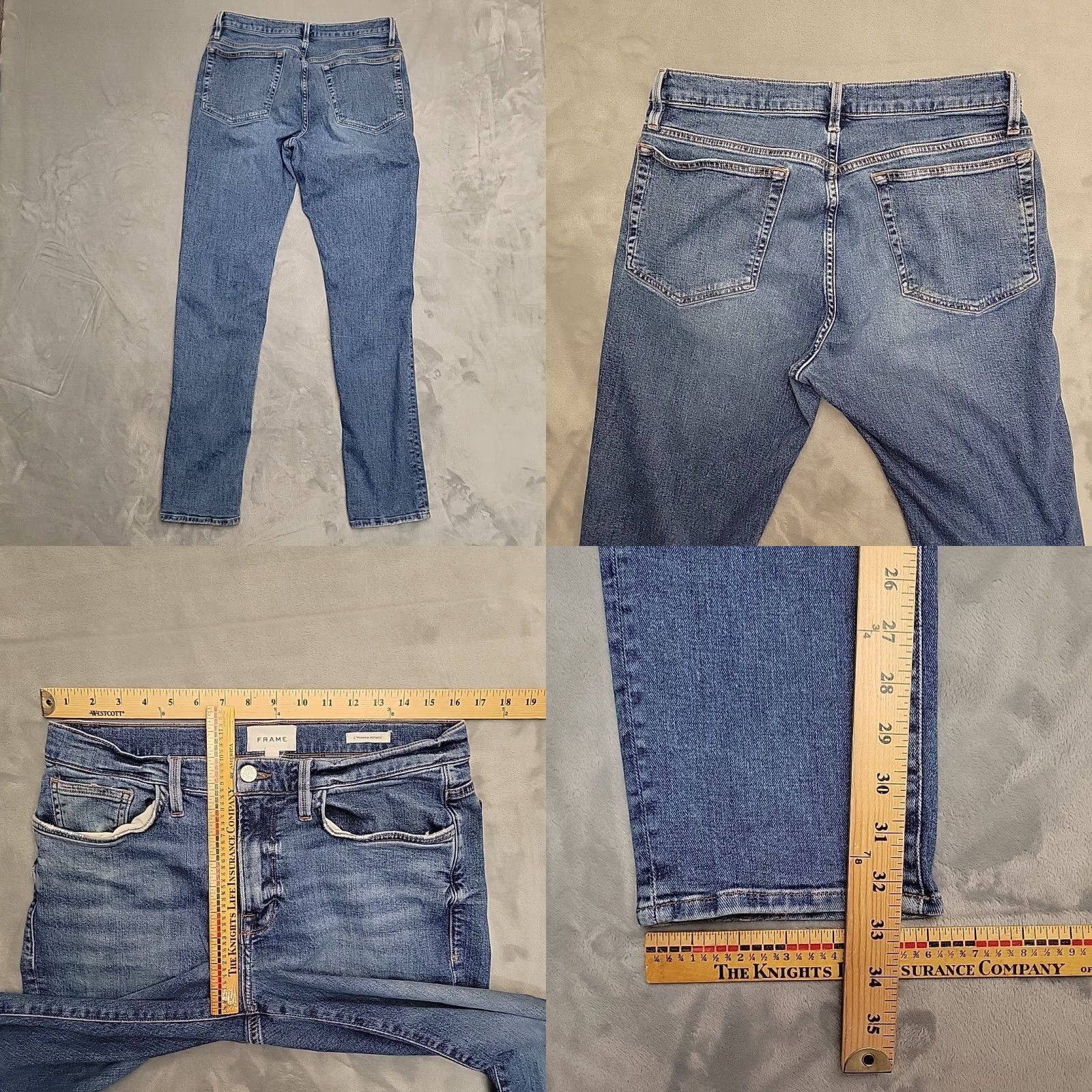 Frame VINTAGE Frame Jeans Mens 33 Faded Blue Denim Athletic Fit Stretch Casual LMHA785 Size US 33 - 8 Thumbnail