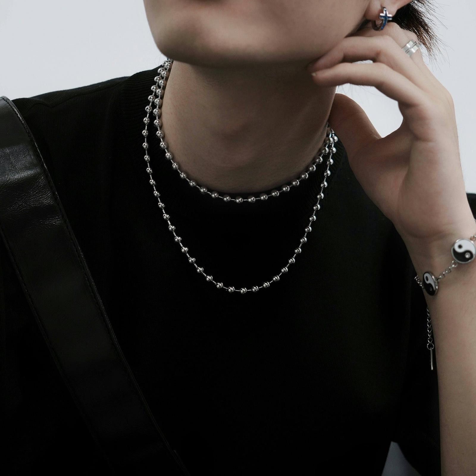 Other Silver Ball Bead Necklace – Stacked Hip-Hop Chain Size ONE SIZE - 4 Thumbnail