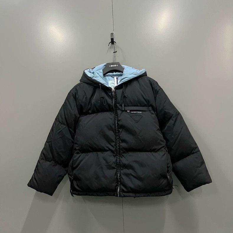 Prada Prada Black Padded Jacket with Blue Hood Size US M / EU 48-50 / 2 - 1 Thumbnail